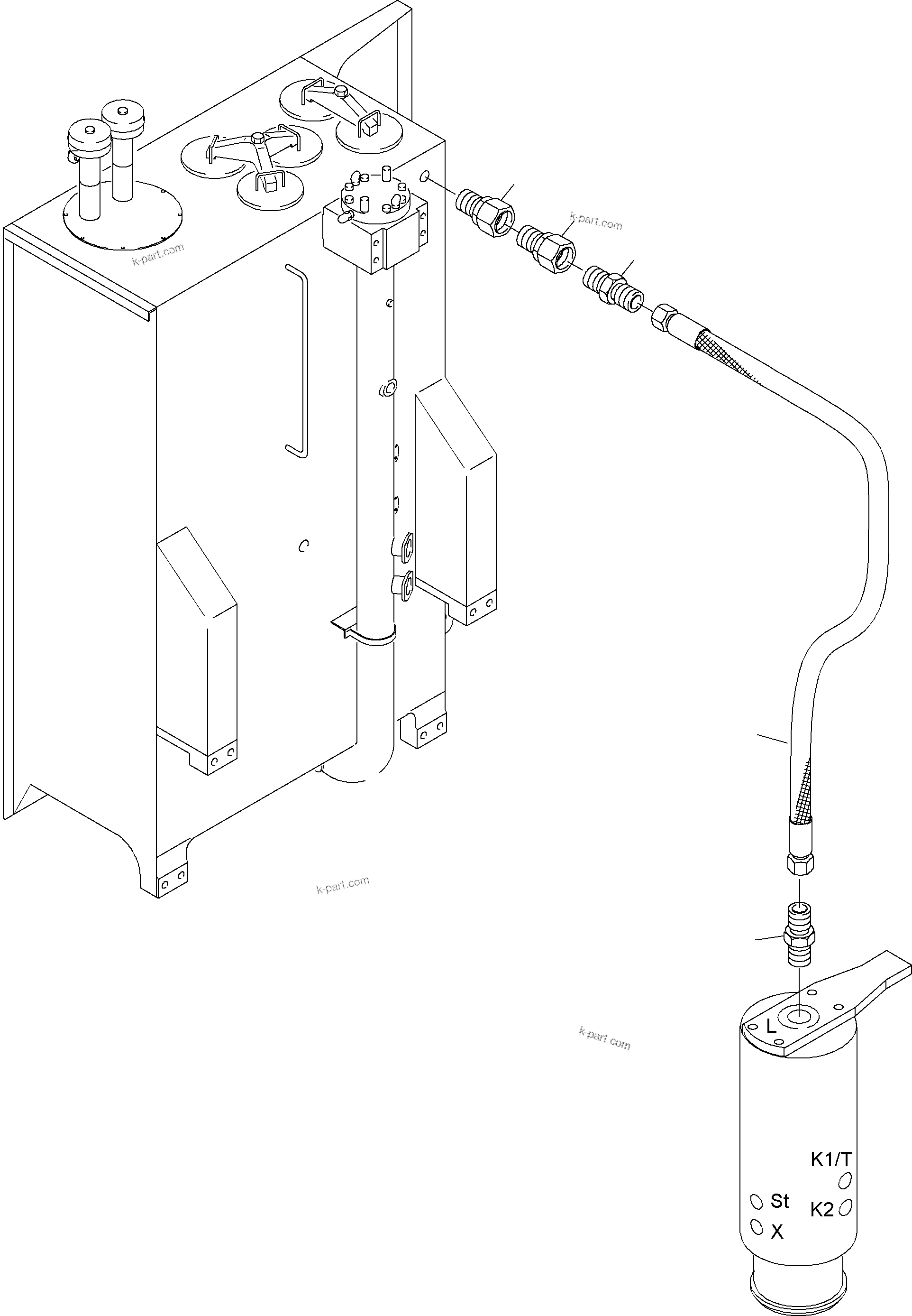 Komatsu parts book diagram for PC4000-6 S/N 08210: HYDRAULIC LINES, ROTARY JOINT