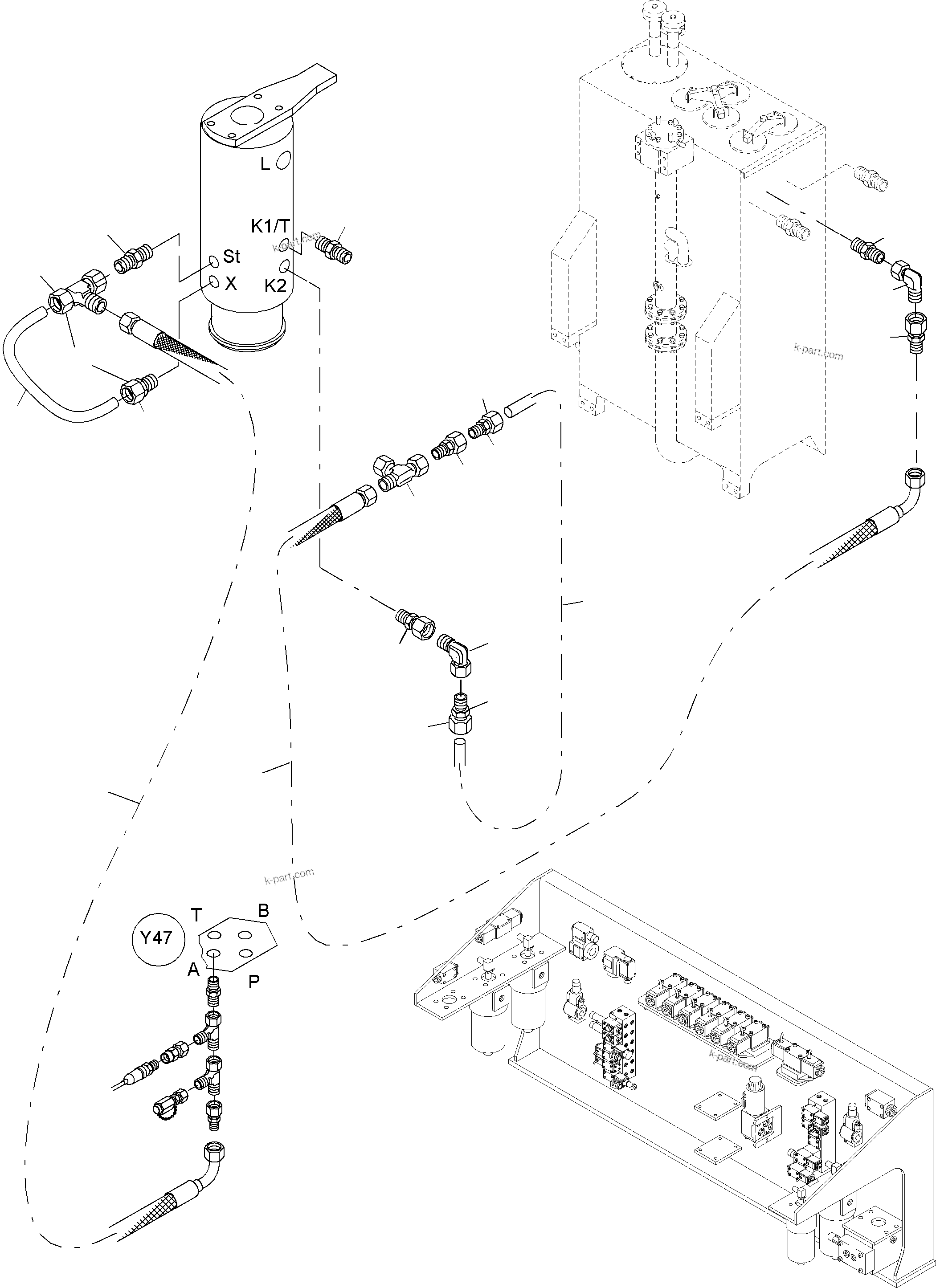 Komatsu parts book diagram for PC4000-6 S/N 08210: HYDRAULIC LINES, ROTARY JOINT