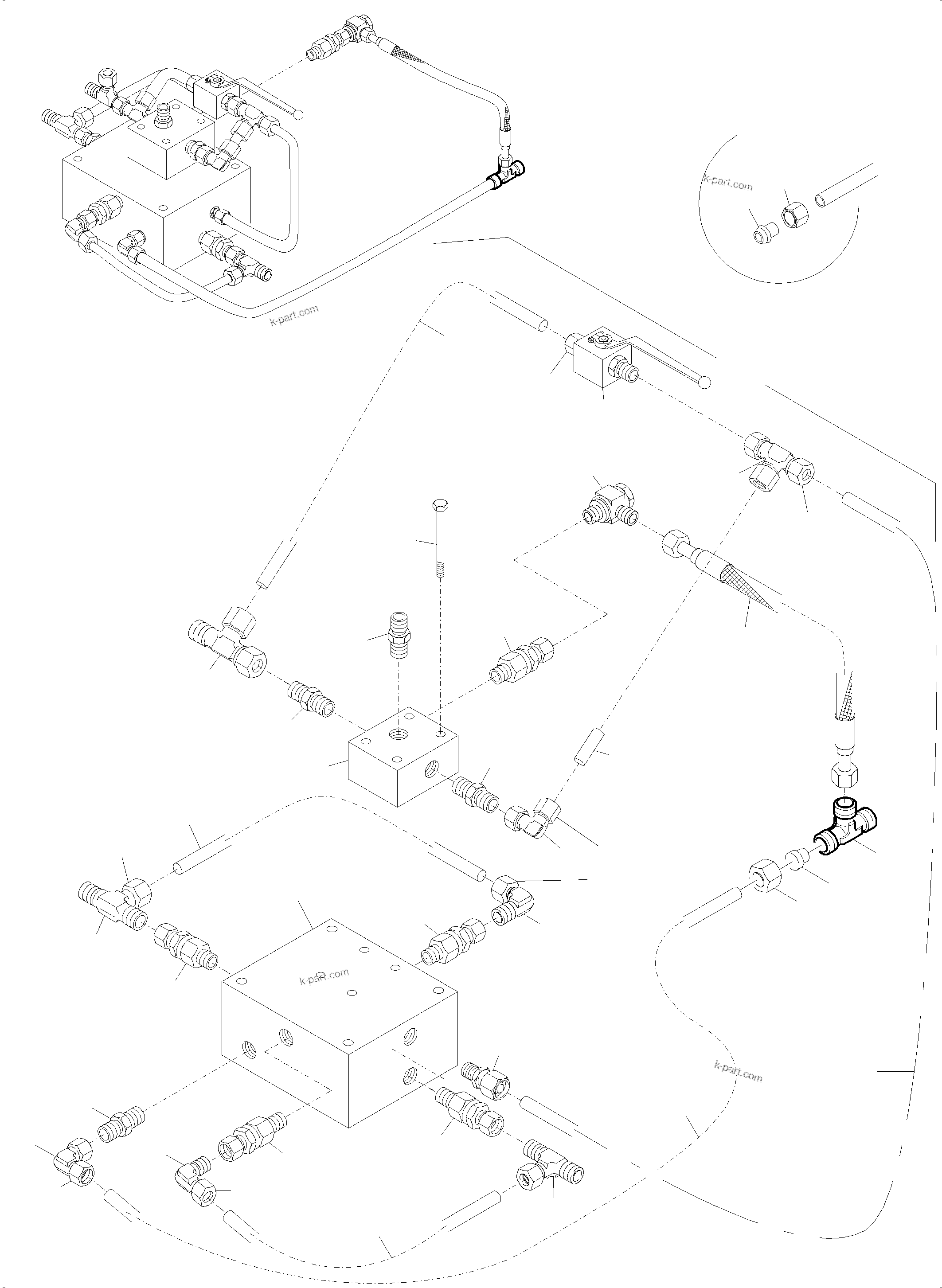 Komatsu parts book diagram for PC4000-6 S/N 08210: VALVE BLOCK ( HYDRAULIC TRACK ADJUSTING )