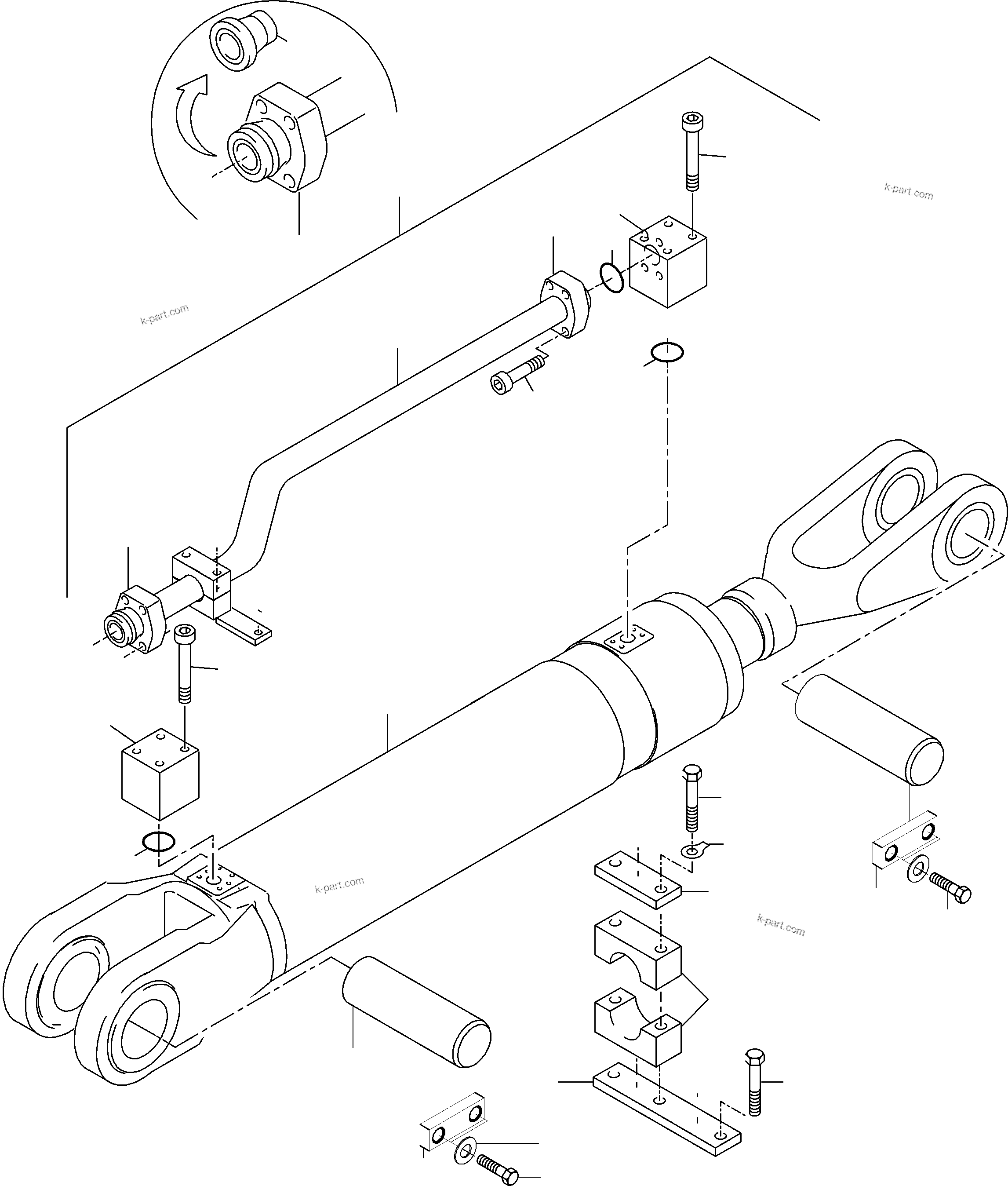 Komatsu parts book diagram for PC4000-6 S/N 08210: PIPING - STICK CYLINDER