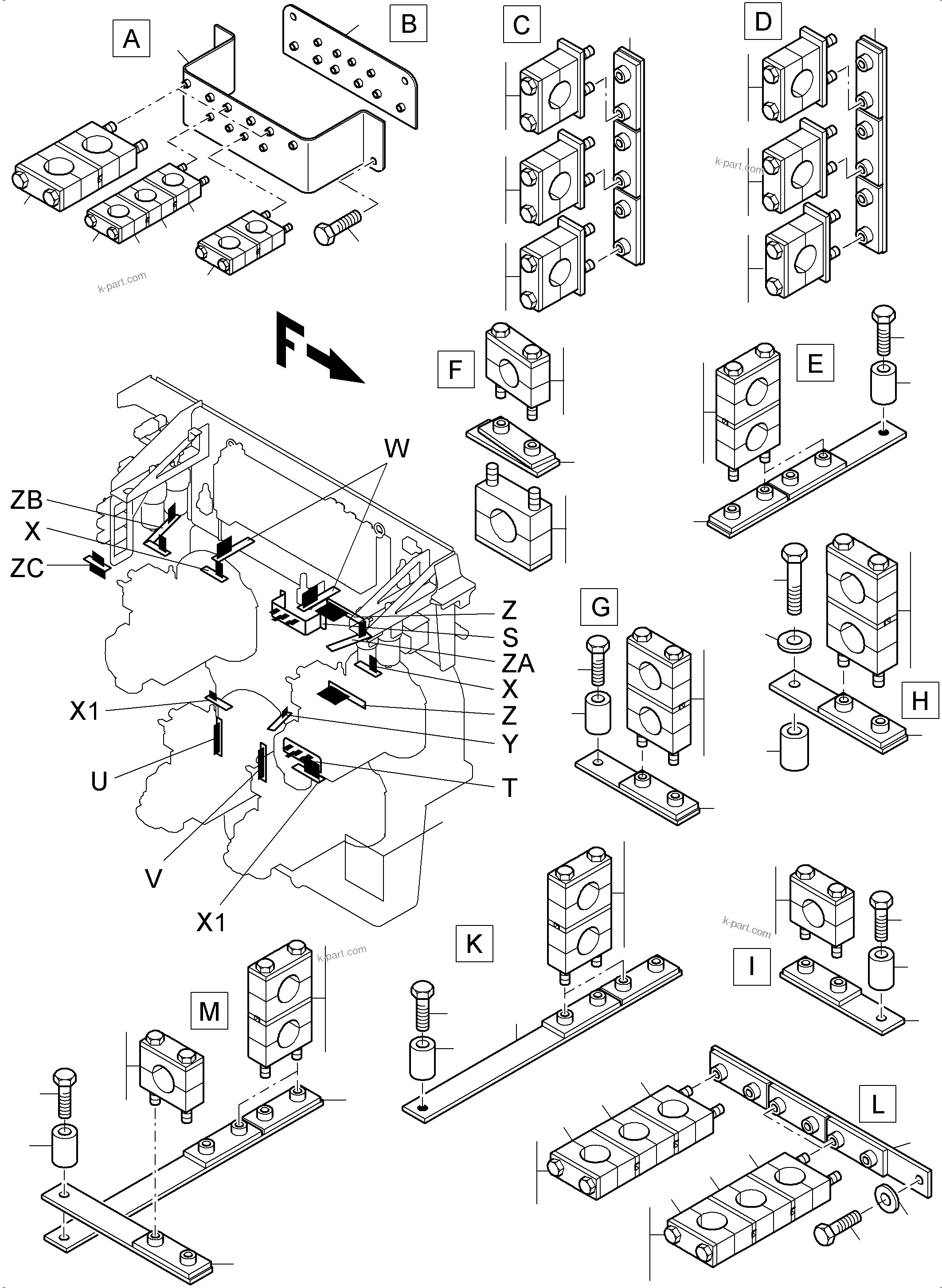 Komatsu parts book diagram for PC4000-6 S/N 08210: MOUNTING PARTS MACHINERY HOUSE