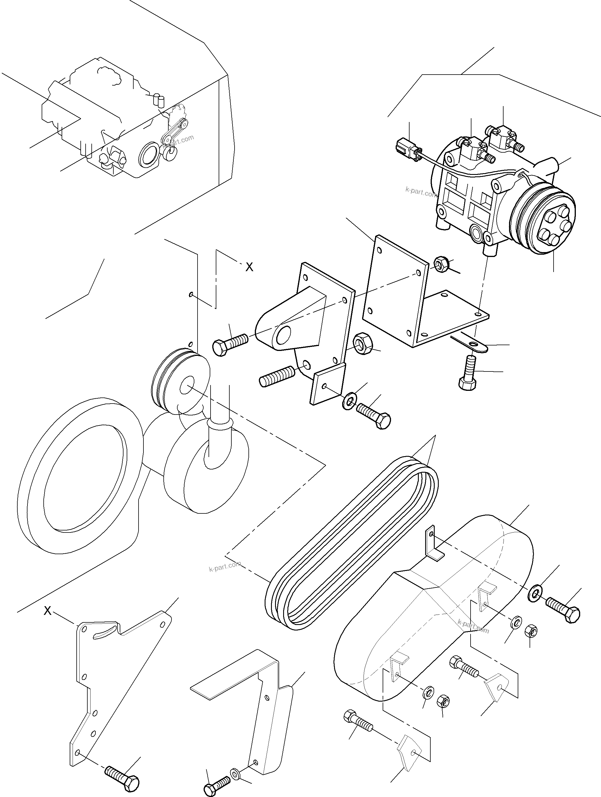 Komatsu parts book diagram for PC4000-6 S/N 08210: AIR CONDITION. COMPRESSOR DRIVE