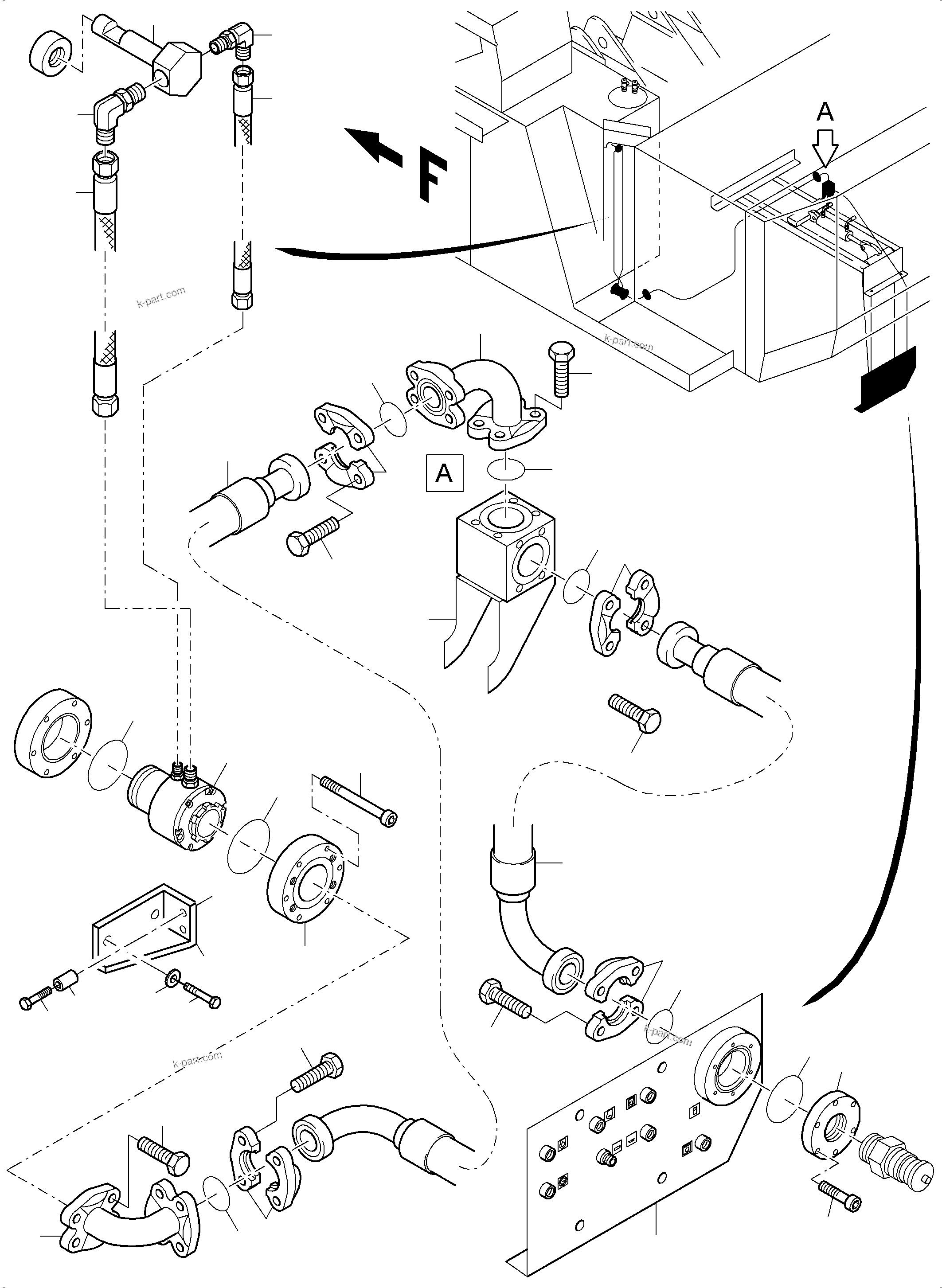 Komatsu parts book diagram for PC4000-6 S/N 08210: MODIFICATION REFUELING EQUIPMENT FUEL LINE WIGGINS