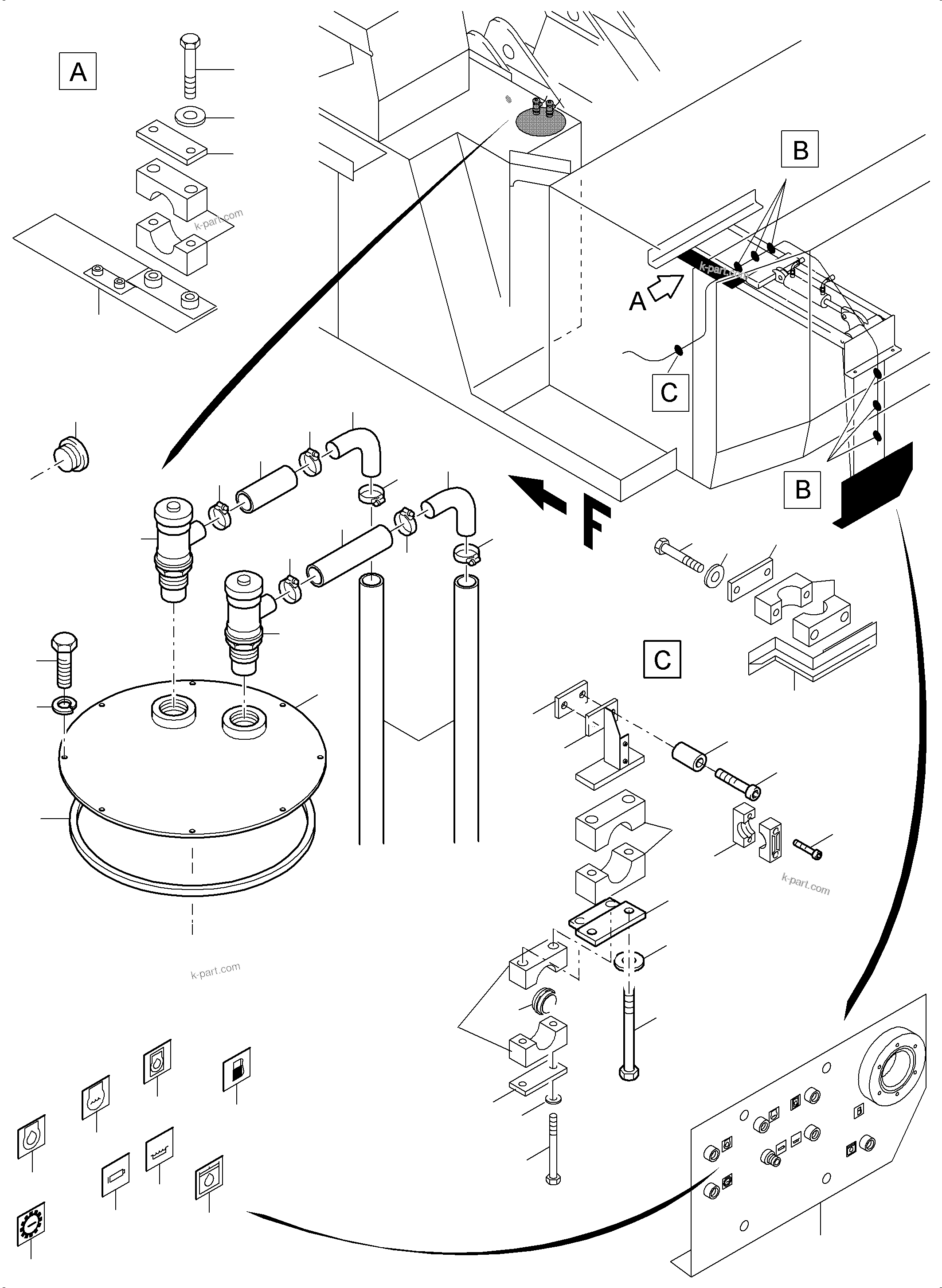Komatsu parts book diagram for PC4000-6 S/N 08210: MODIFICATION REFUELING EQUIPMENT FUEL LINE WIGGINS