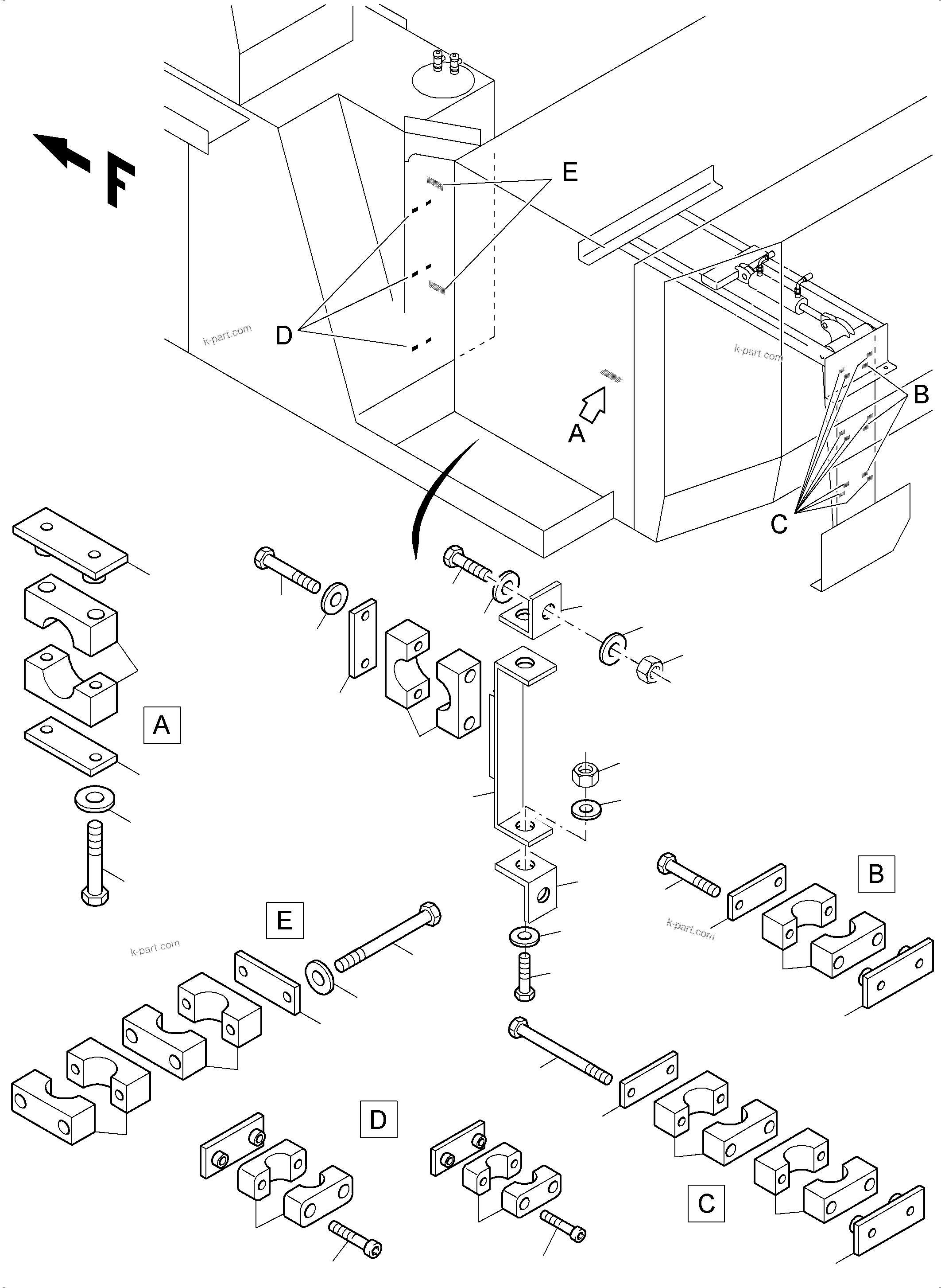 Komatsu parts book diagram for PC4000-6 S/N 08210: MODIFICATION REFUELING EQUIPMENT FUEL LINE WIGGINS
