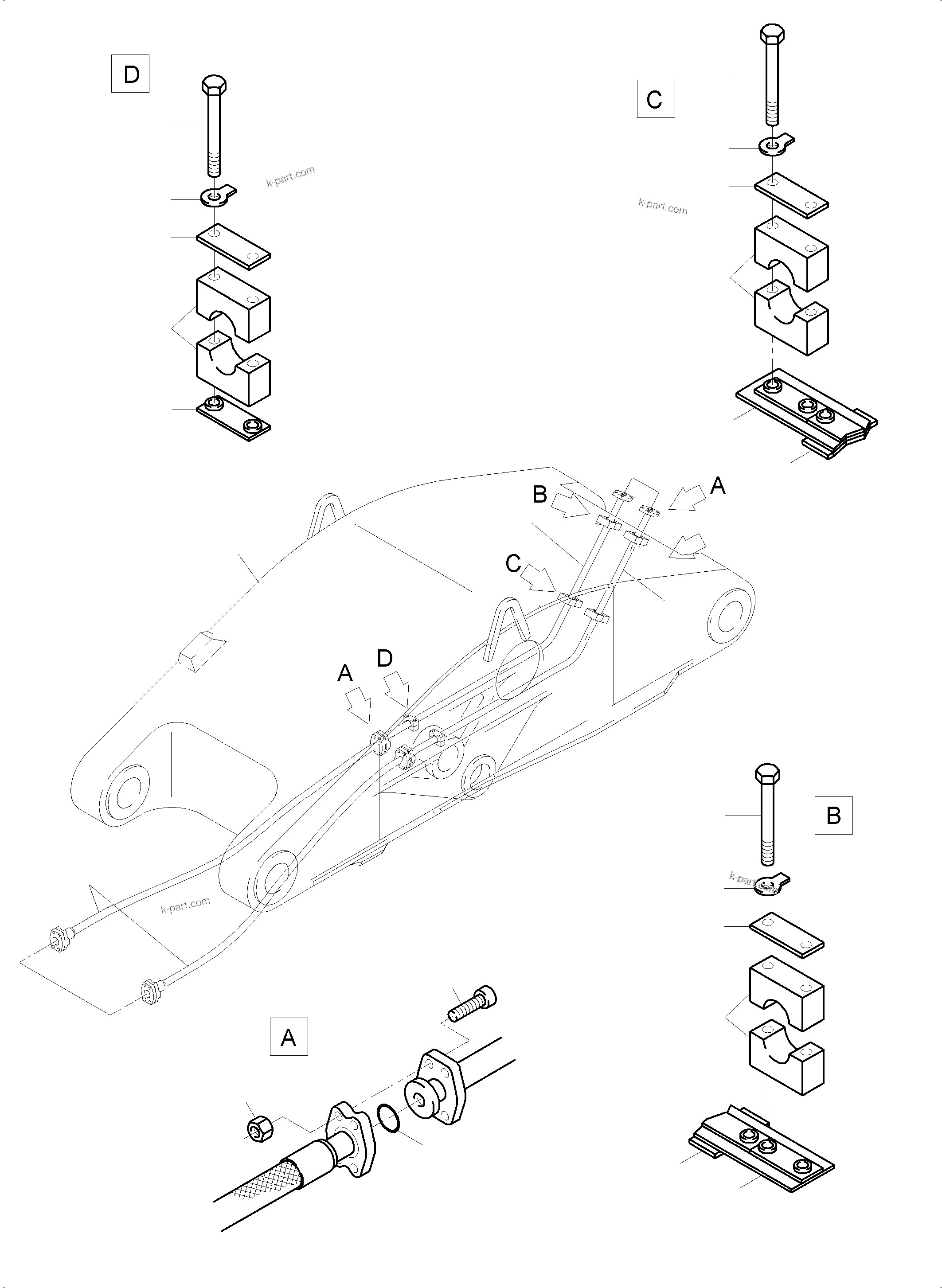 Komatsu parts book diagram for PC4000-6 S/N 08210: BULLCLAM BUCKET STICK 4,9 M