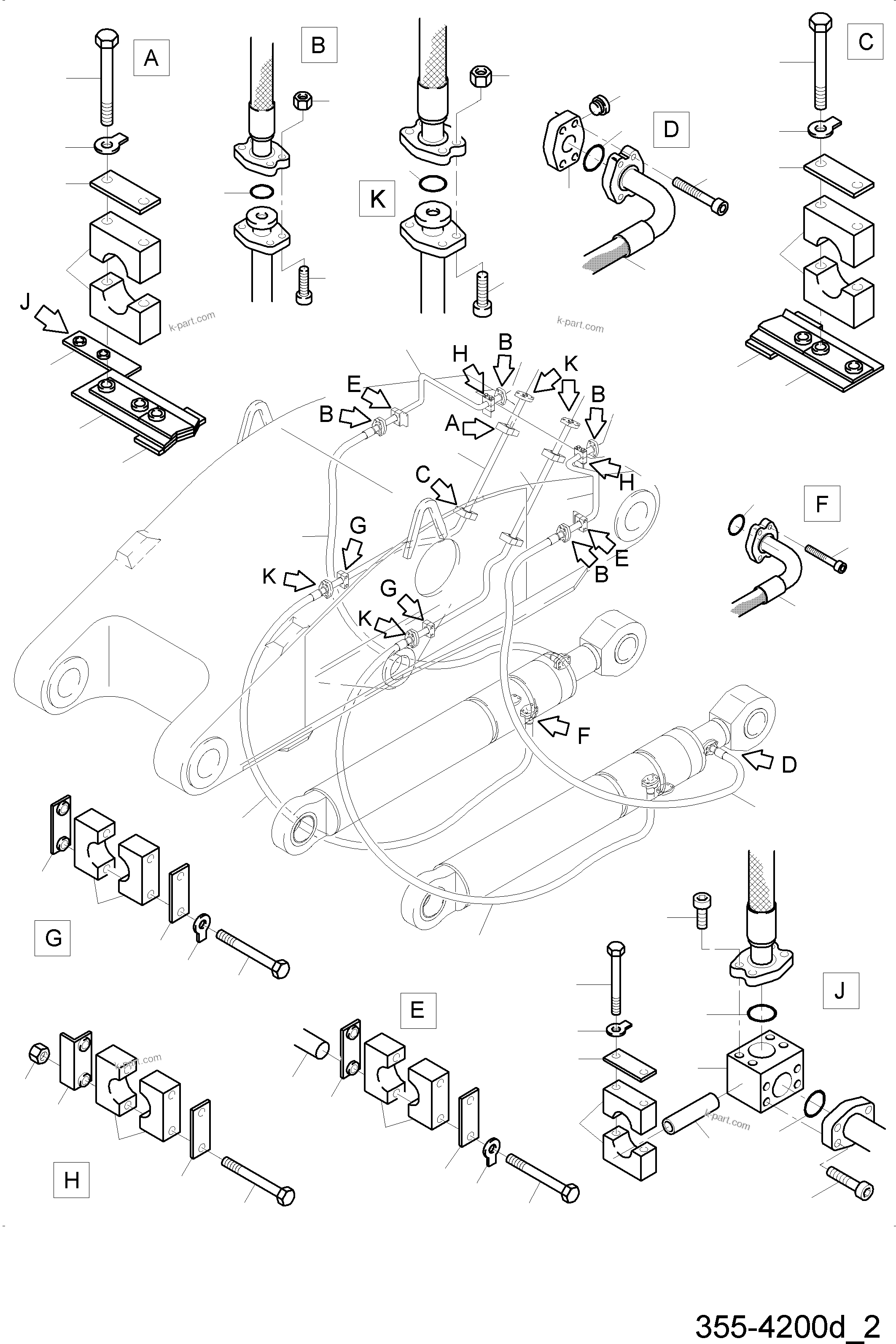 Komatsu parts book diagram for PC4000-6 S/N 08210: BULLCLAM BUCKET STICK 4,9 M