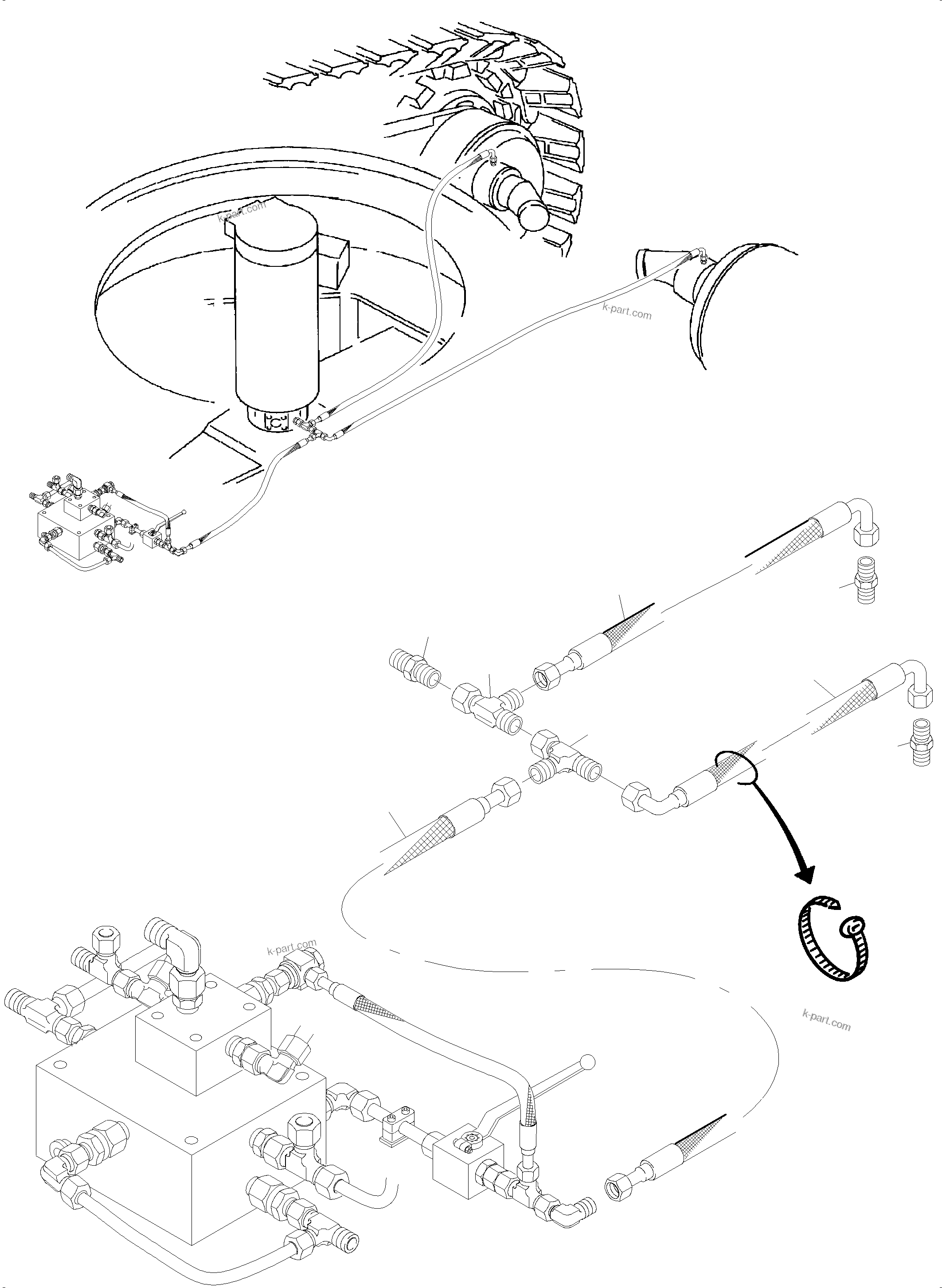 Komatsu parts book diagram for PC4000-6 S/N 08210: PIPING - BRAKE