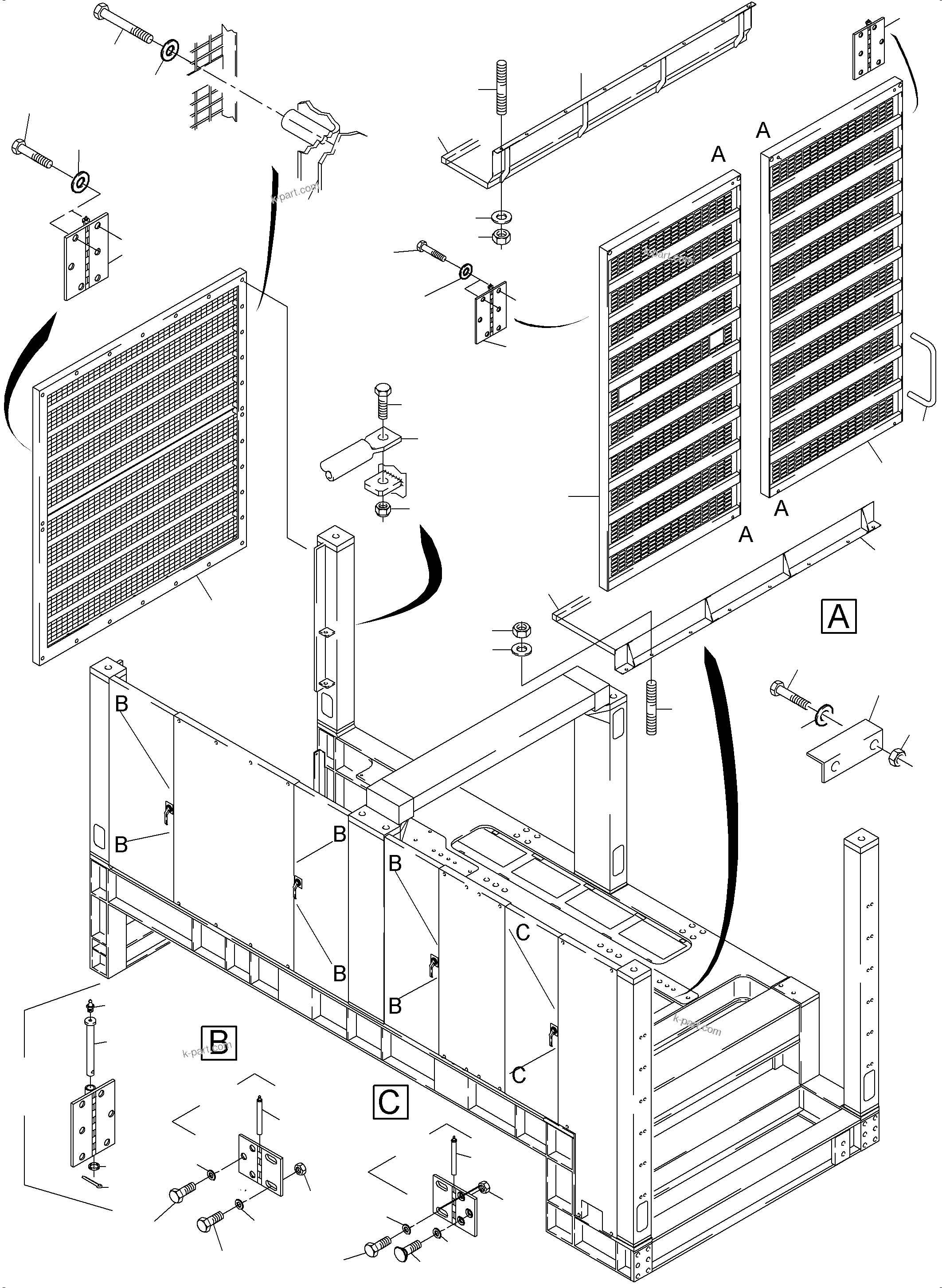 Komatsu parts book diagram for PC4000-6 S/N 08210: COVERING, ENGINE HOUSING