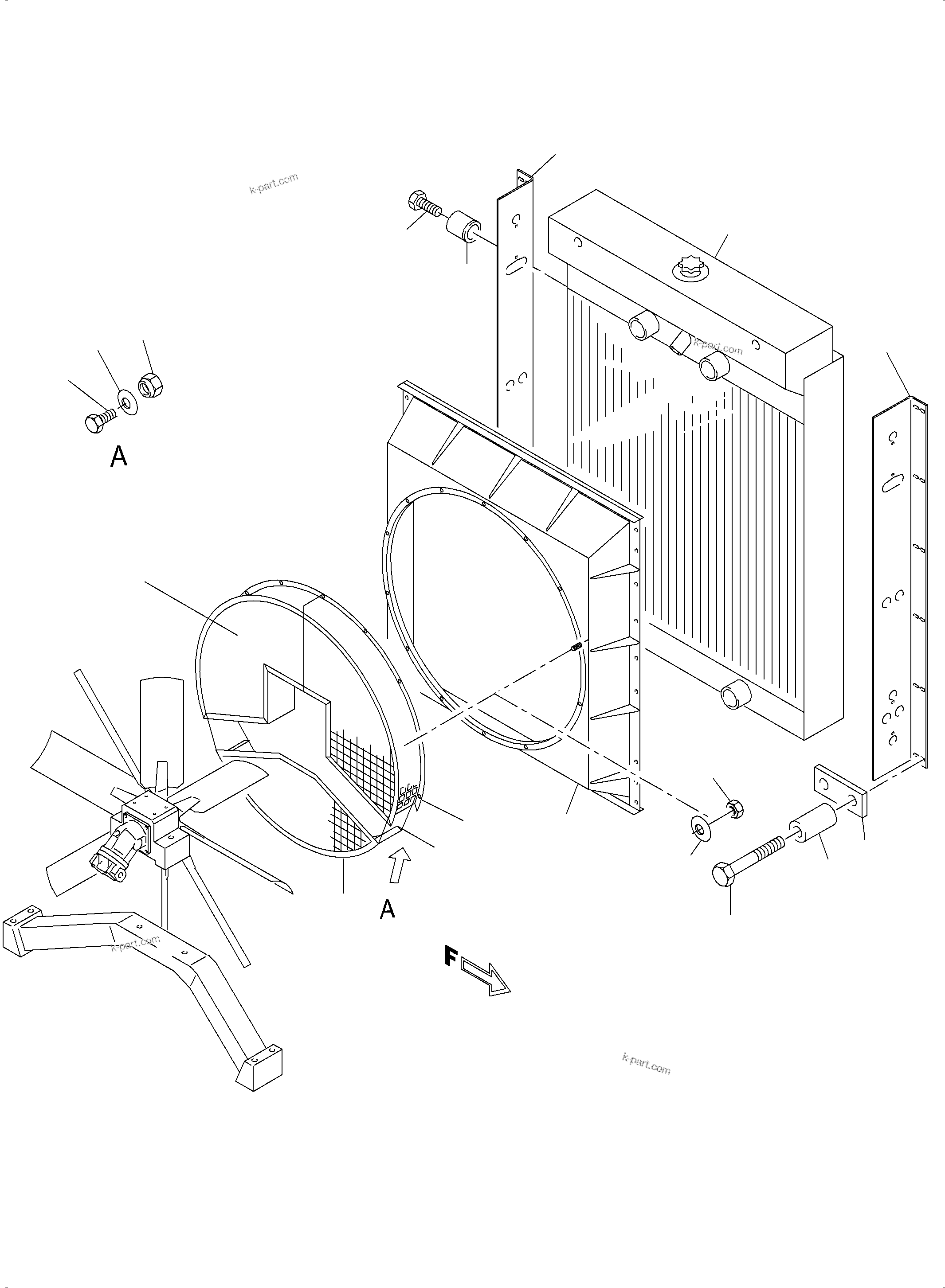Komatsu parts book diagram for PC4000-6 S/N 08210: RADIATOR ARR.