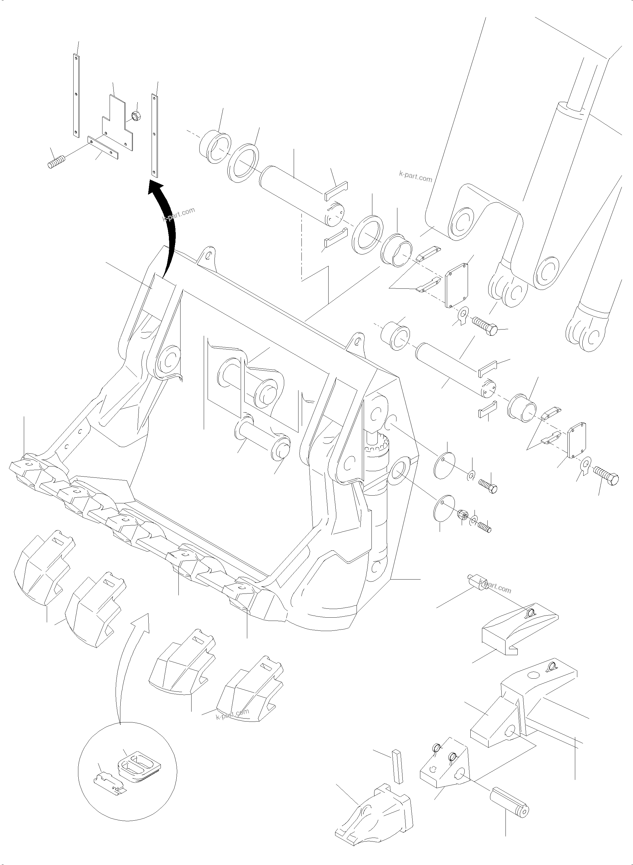 Komatsu parts book diagram for PC4000-6 S/N 08210: BULLCLAM BUCKET 24,0 CBM