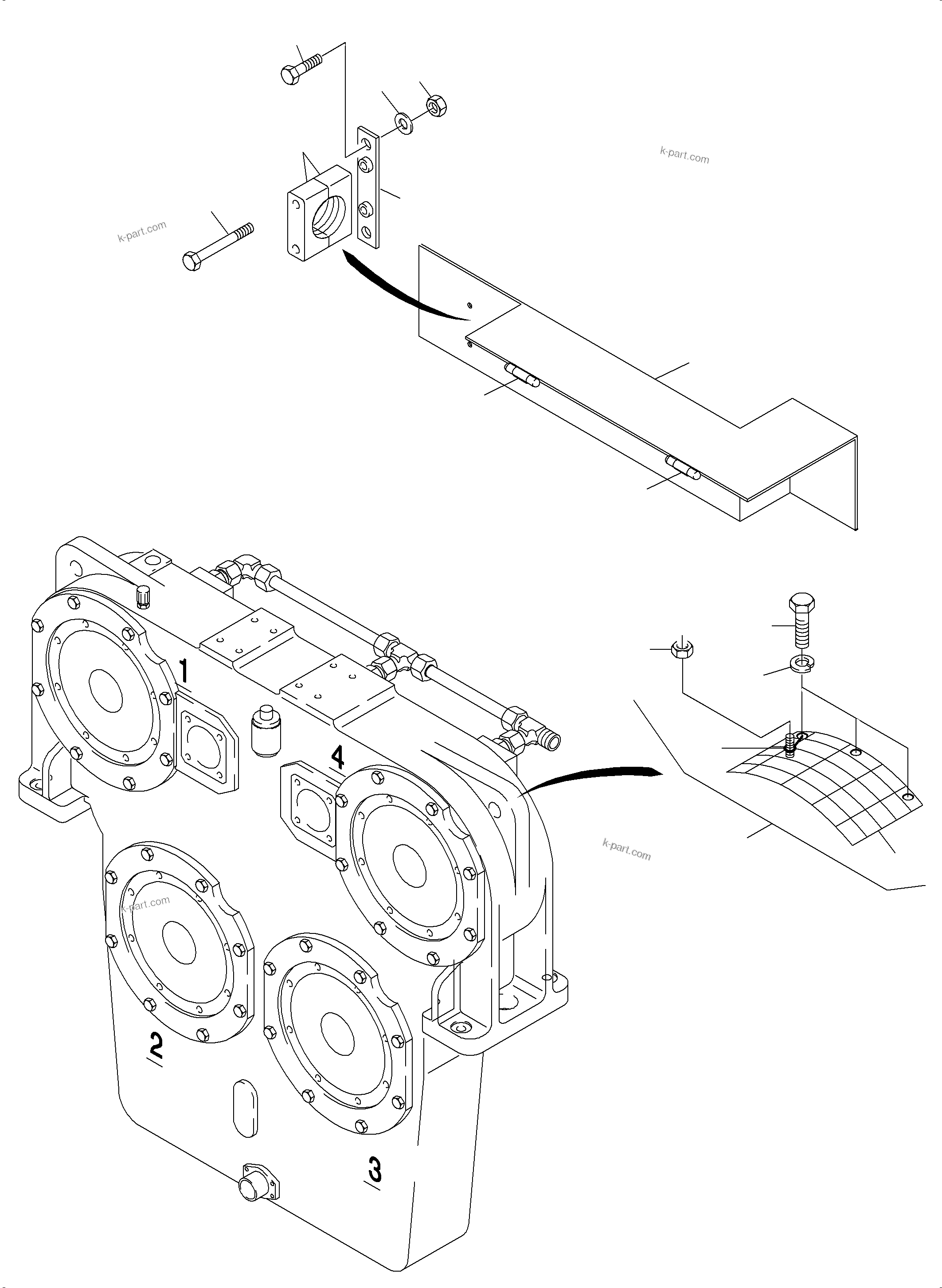 Komatsu parts book diagram for PC4000-6 S/N 08210: PUMP MOUNTING; COVER PDG