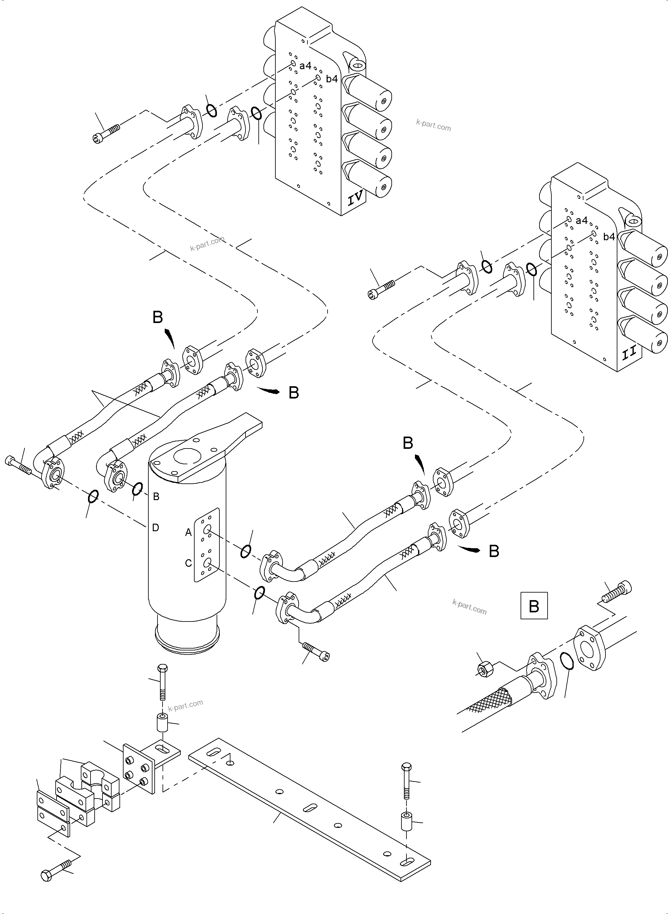 Komatsu parts book diagram for PC4000-6 S/N 08210: PRESSURE LINES  CONTROL BLOCKS - ROTARY JOINT