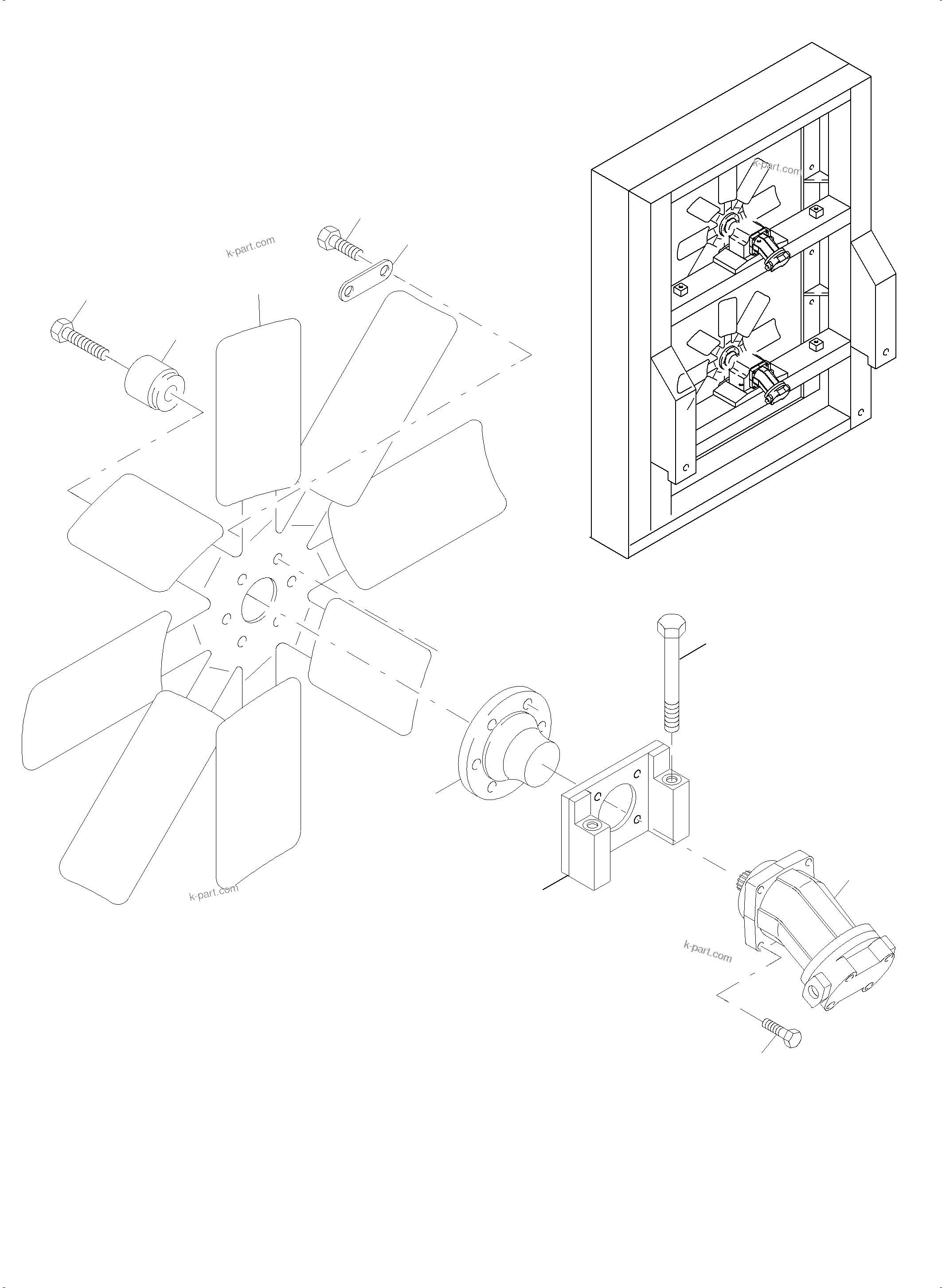 Komatsu parts book diagram for PC4000-6 S/N 08210: OIL COOLER FAN DRIVE