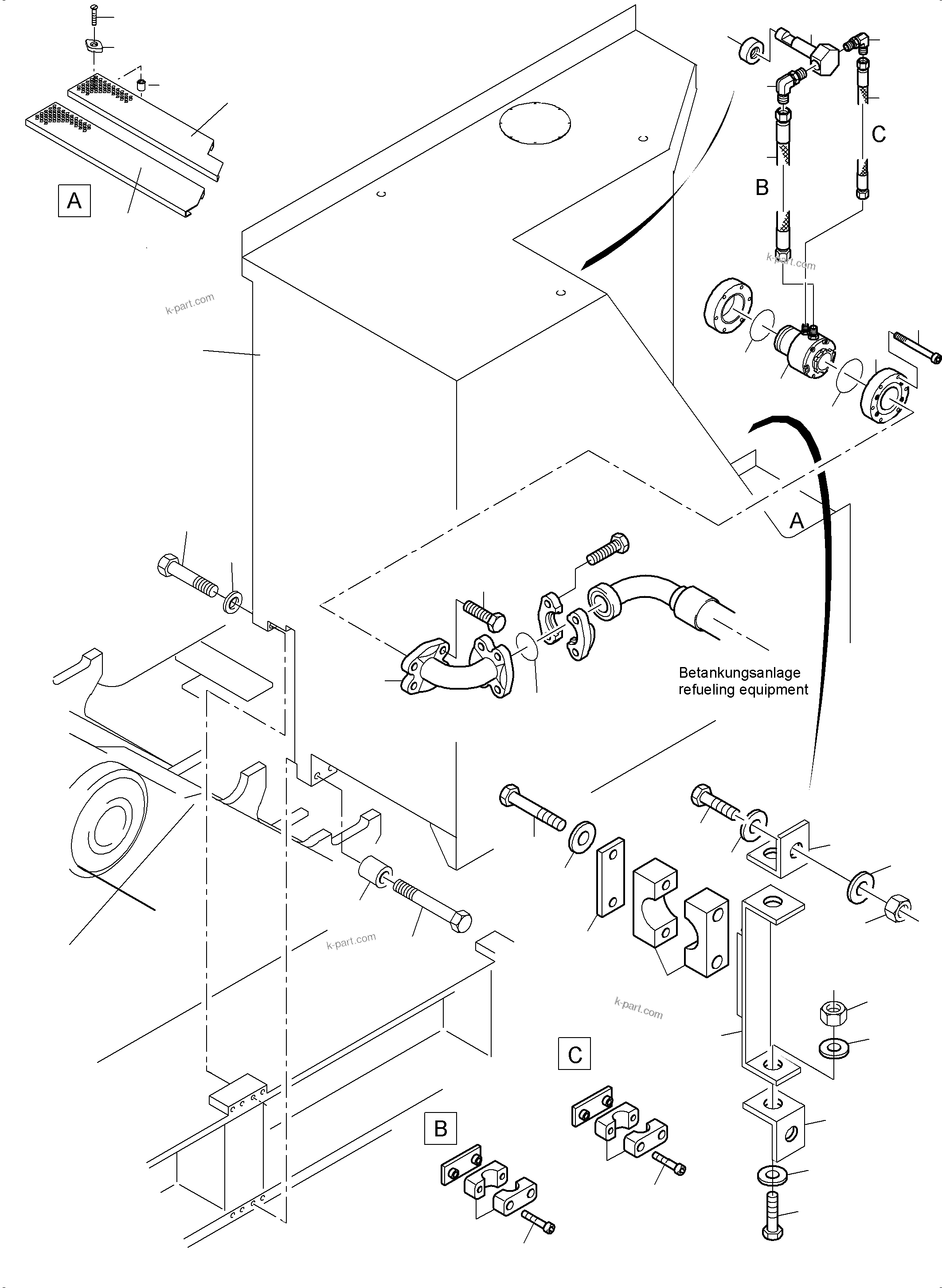 Komatsu parts book diagram for PC4000-6 S/N 08210: FUEL TANK