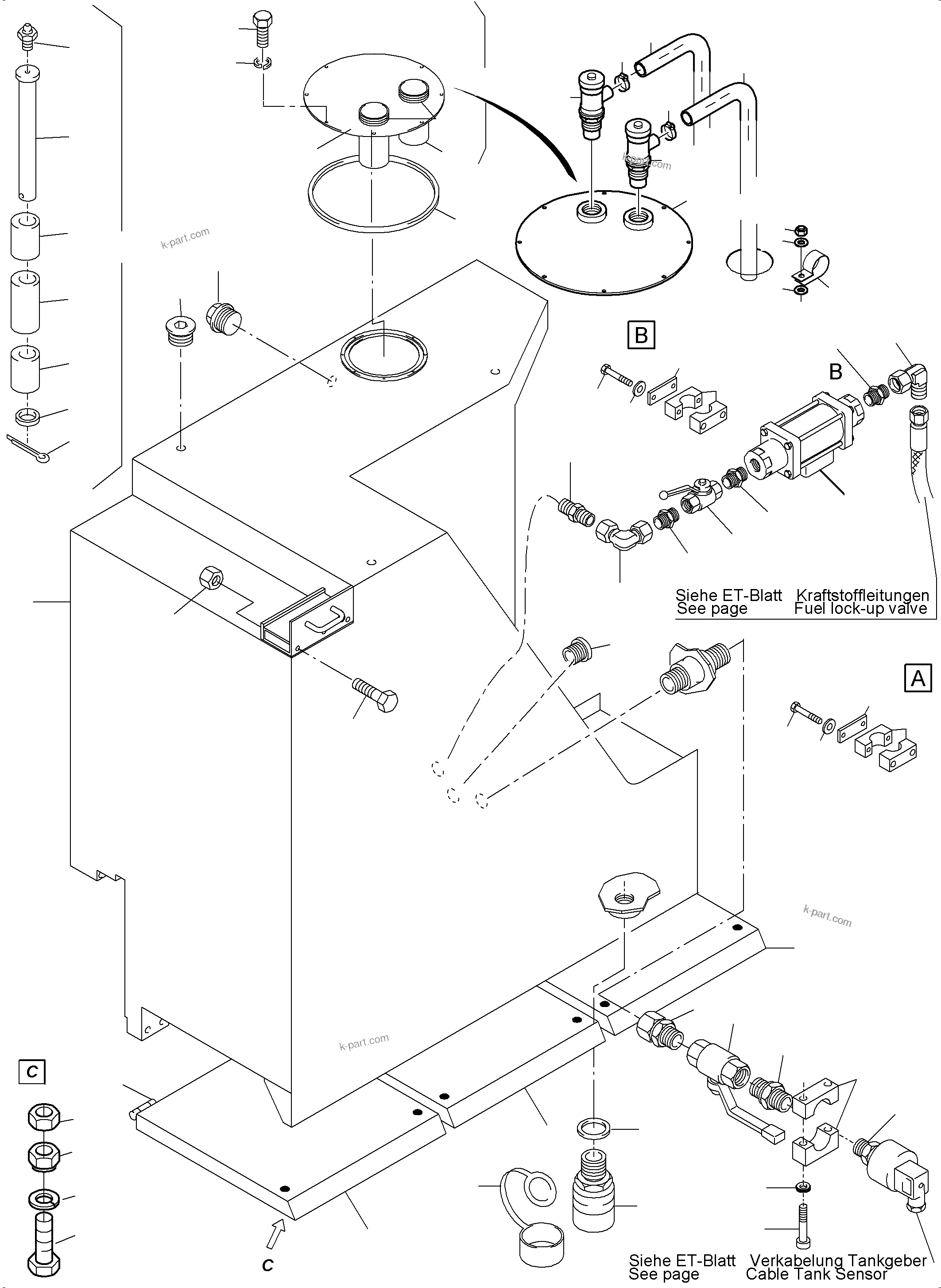 Komatsu parts book diagram for PC4000-6 S/N 08210: FUEL TANK