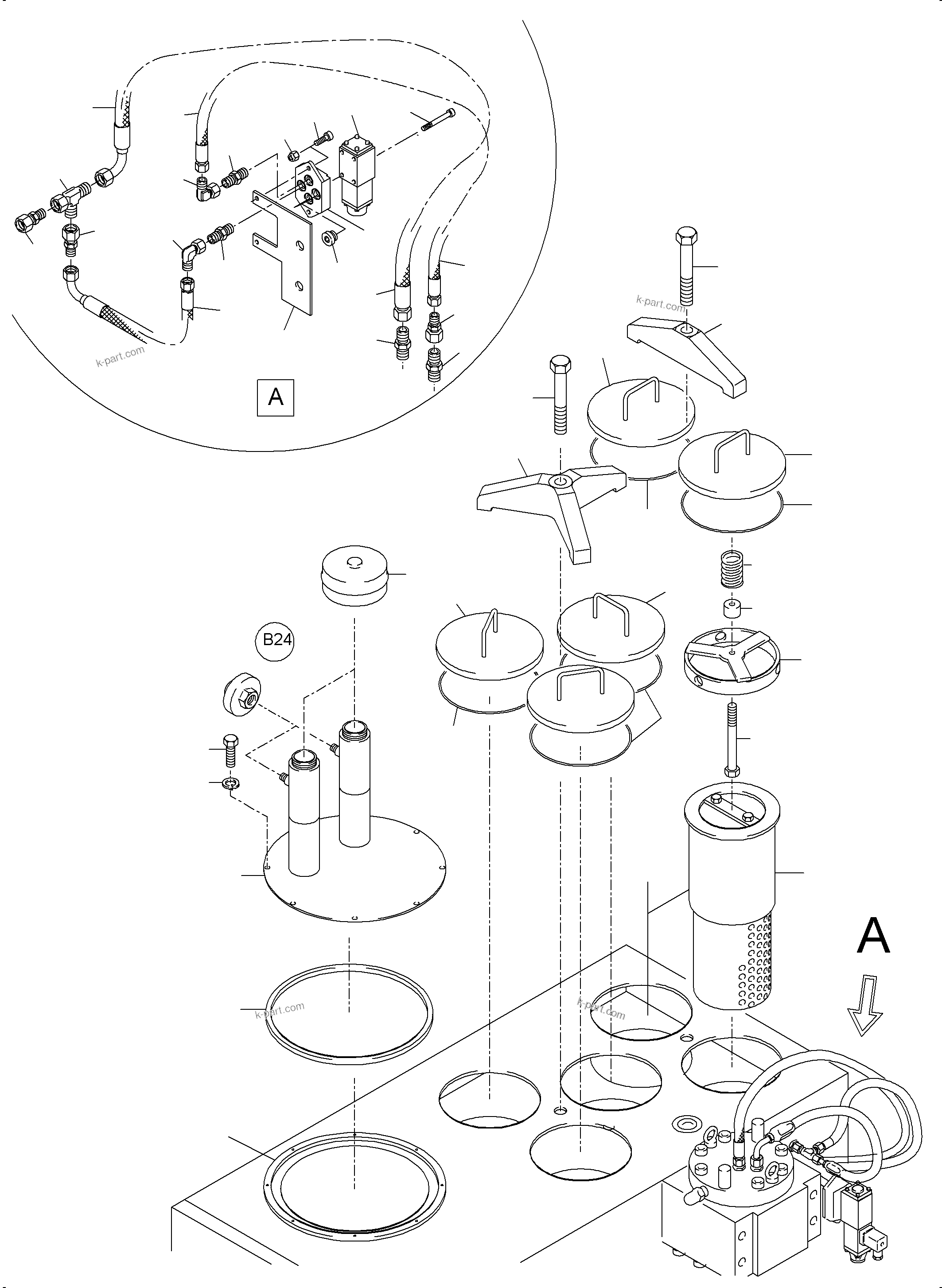 Komatsu parts book diagram for PC4000-6 S/N 08210: MAIN OIL TANK