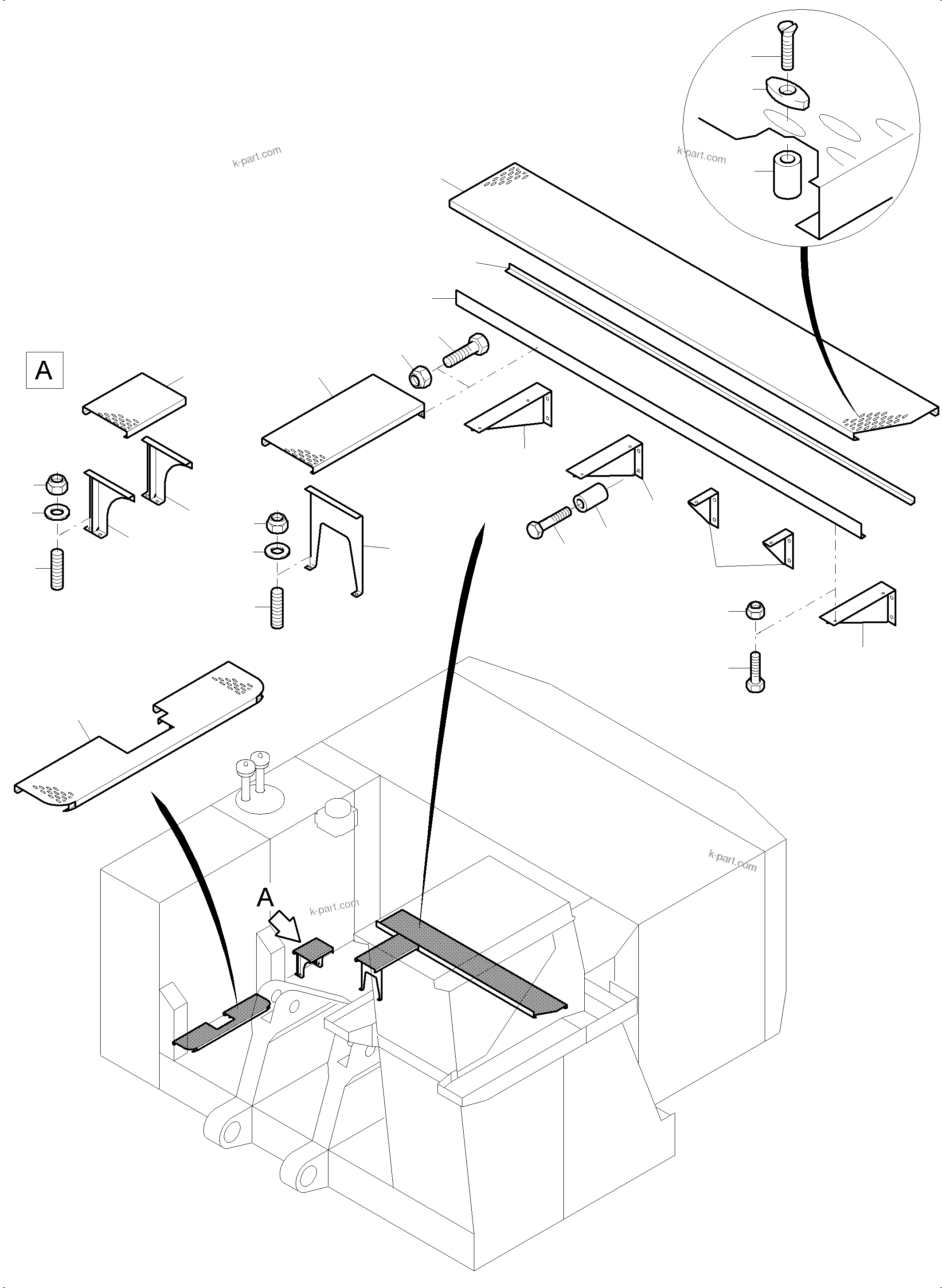 Komatsu parts book diagram for PC4000-6 S/N 08210: RAILS AND PLATFORMS