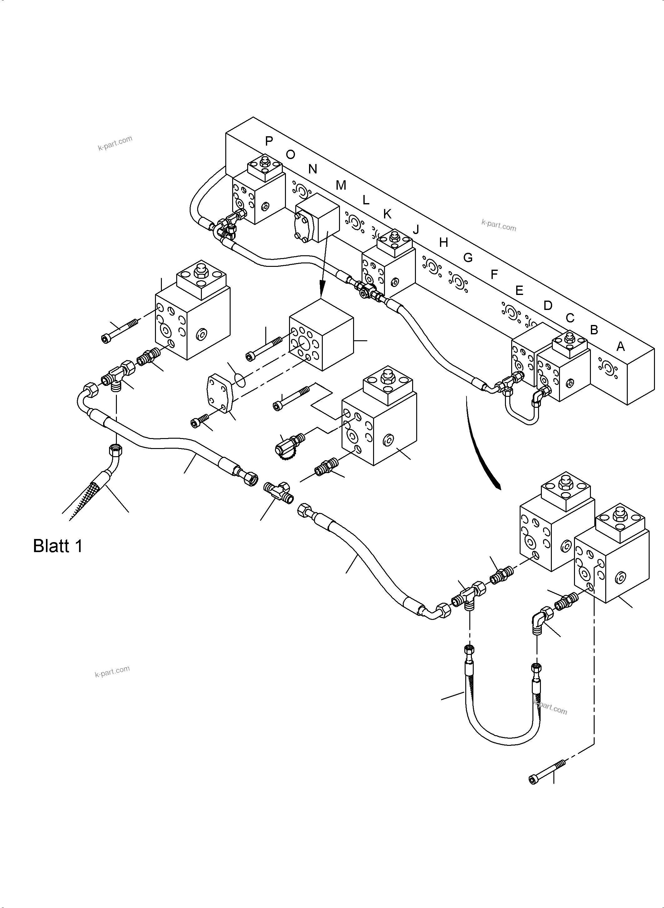 Komatsu parts book diagram for PC4000-6 S/N 08210: MAINFOLD
