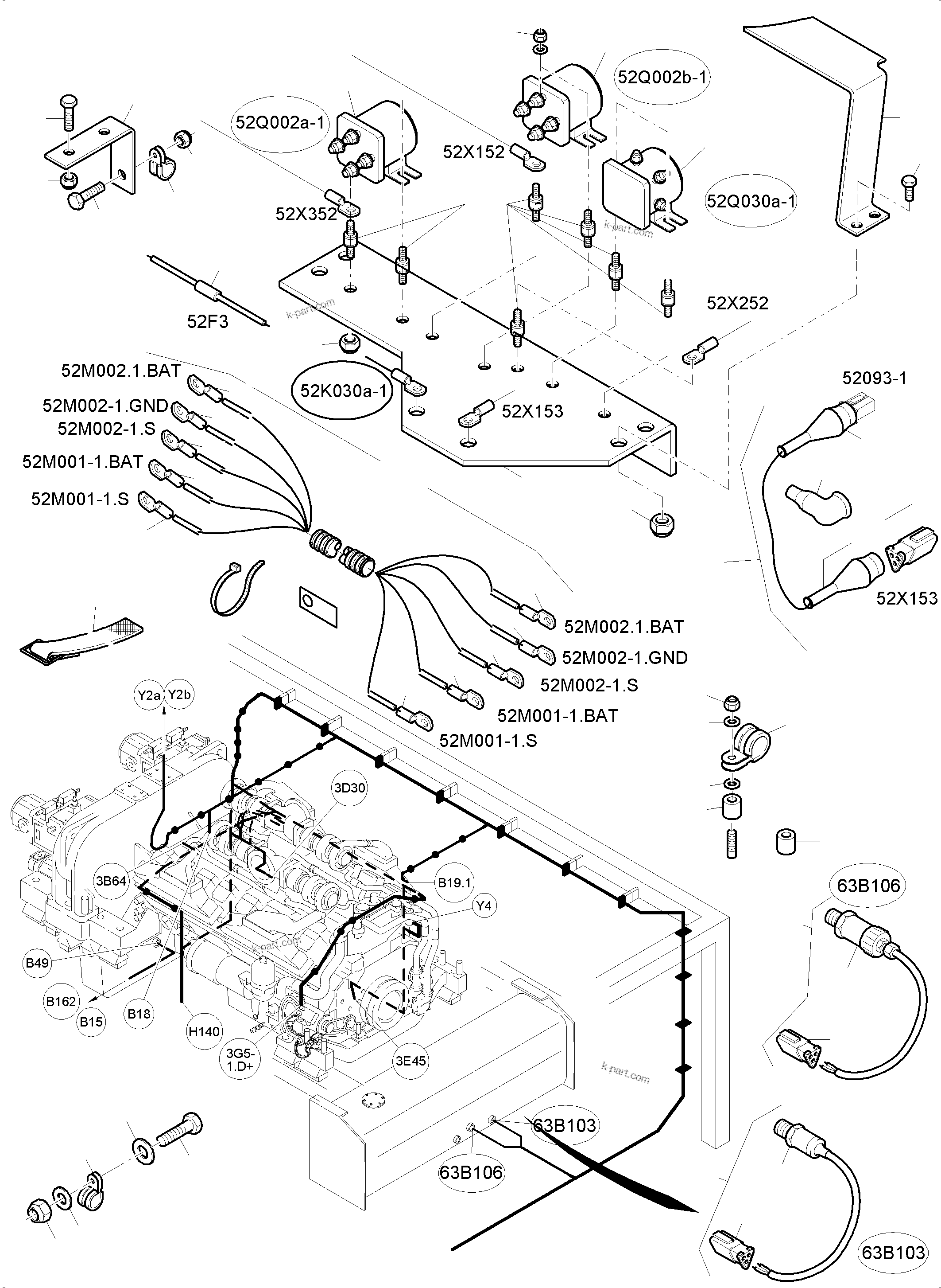 Komatsu parts book diagram for PC4000-6 S/N 08210: CABLES - ENGINE AND TRANSMITTER