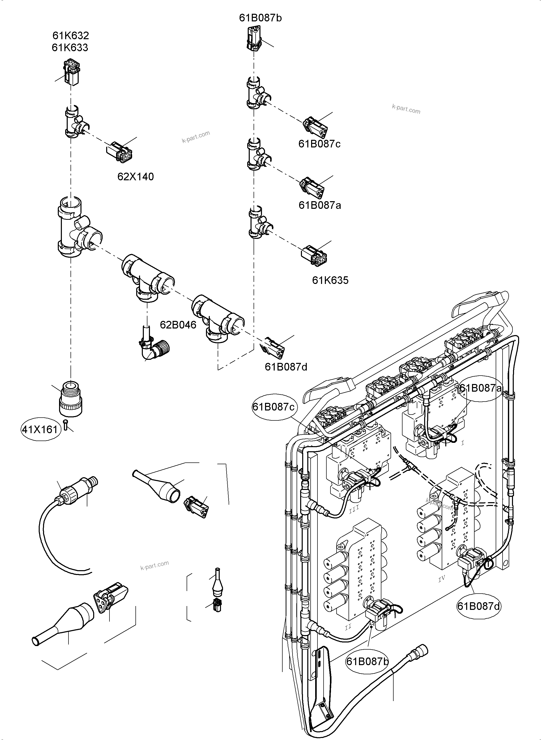 Komatsu parts book diagram for PC4000-6 S/N 08210: CABLES - CONTROL BLOCKS - H.P.-FILTER