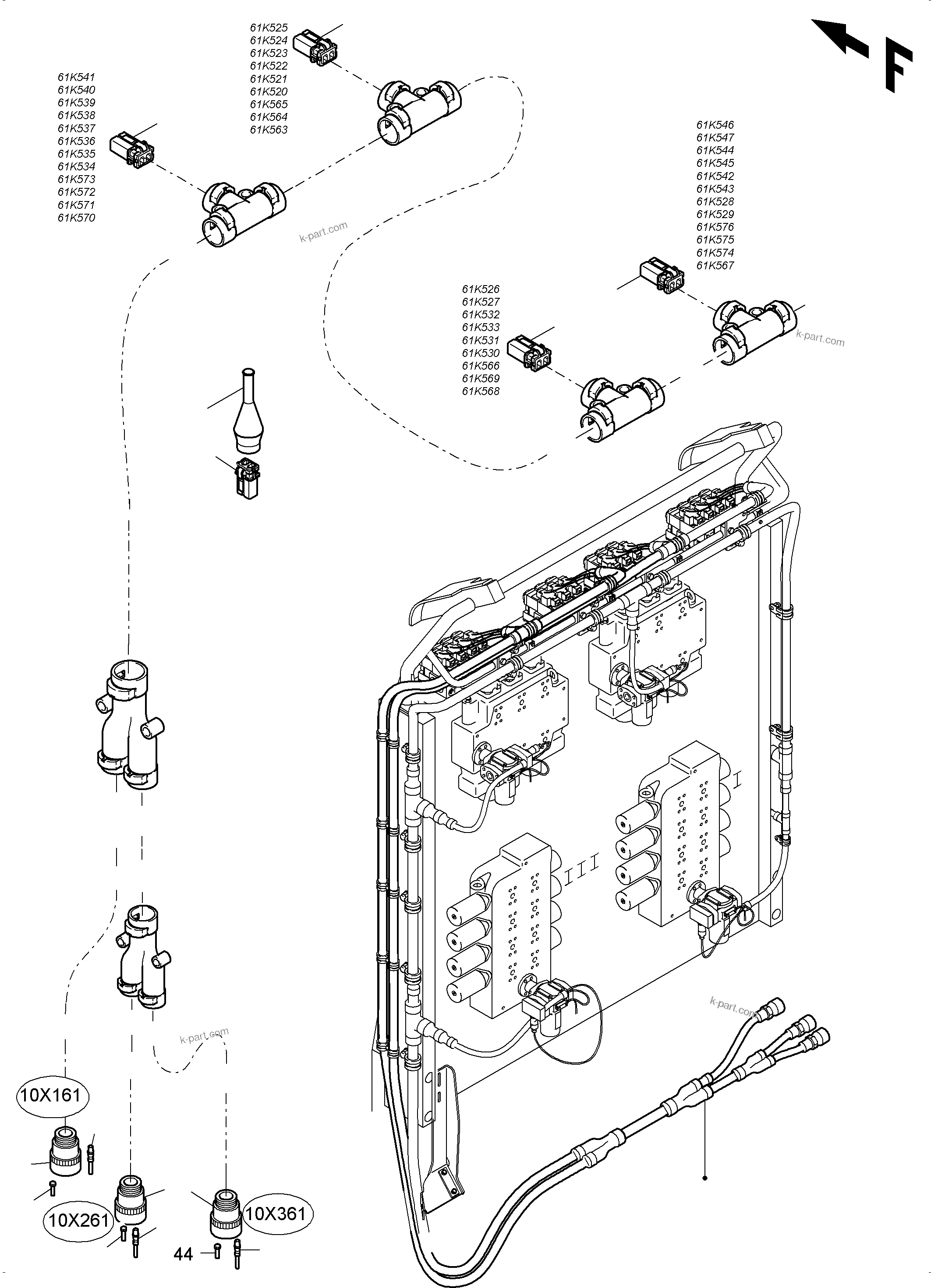 Komatsu parts book diagram for PC4000-6 S/N 08210: CABLES - CONTROL BLOCKS - H.P.-FILTER