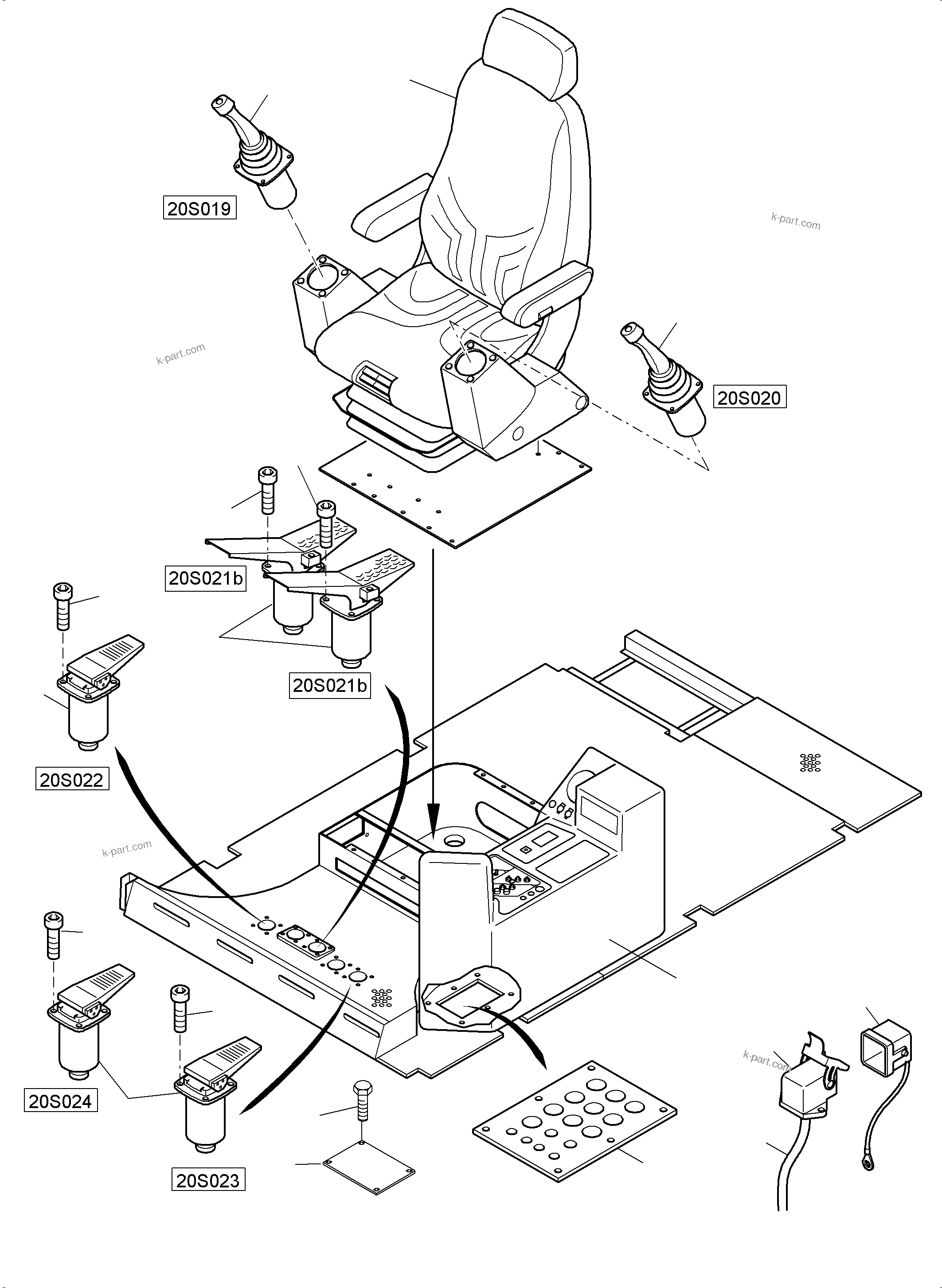 Komatsu parts book diagram for PC4000-6 S/N 08210: OPERATOR'S STAND