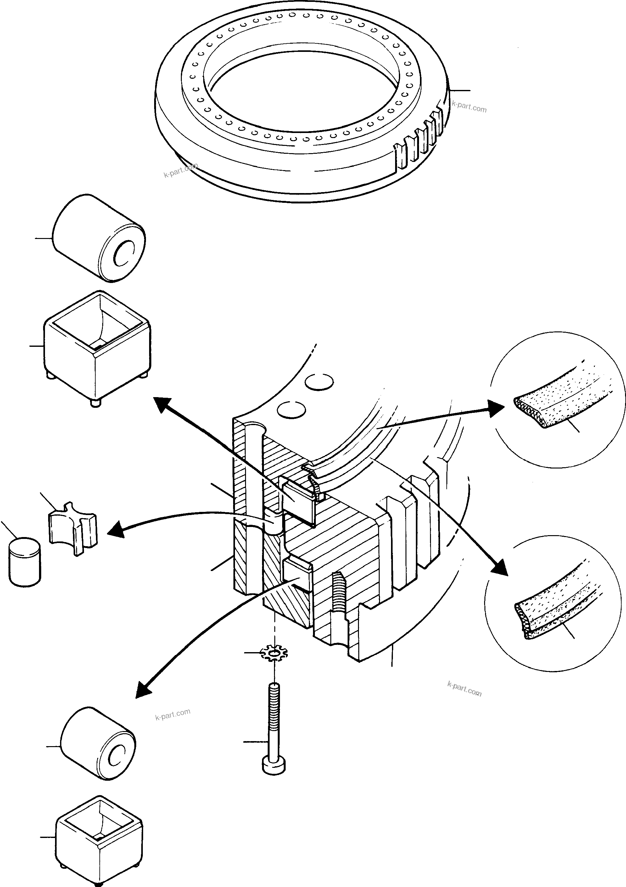 Komatsu parts book diagram for PC4000-6 S/N 08237: SLEW RING