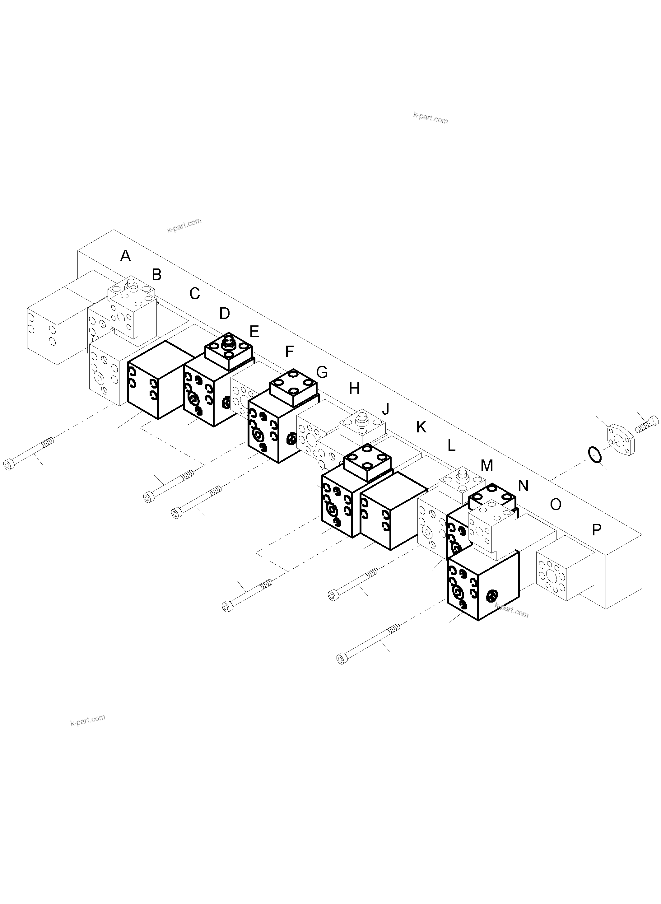Komatsu parts book diagram for PC4000-6 S/N 08237: MAINFOLD, VALVE AND PIPELINES BHE
