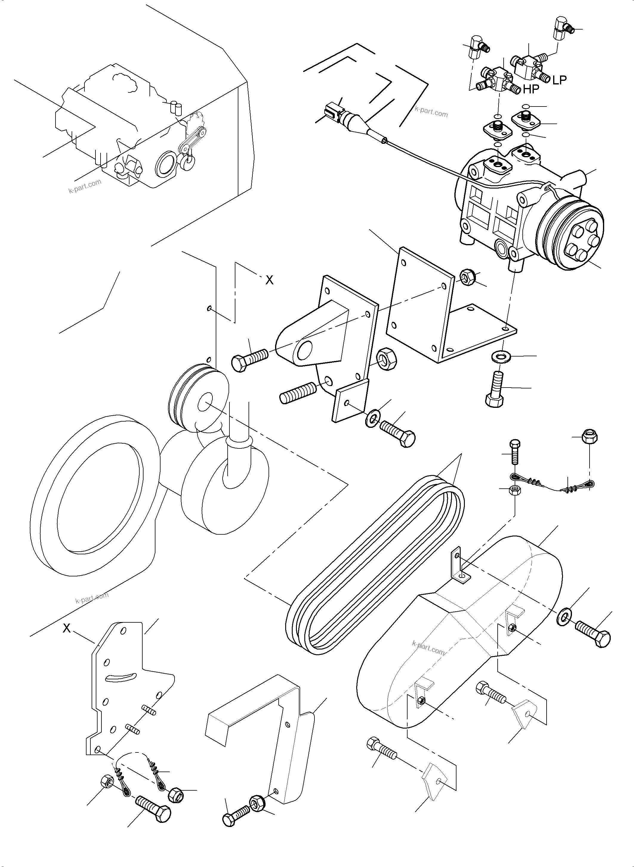 Komatsu parts book diagram for PC4000-6 S/N 08237: AIR CONDITION. COMPRESSOR DRIVE
