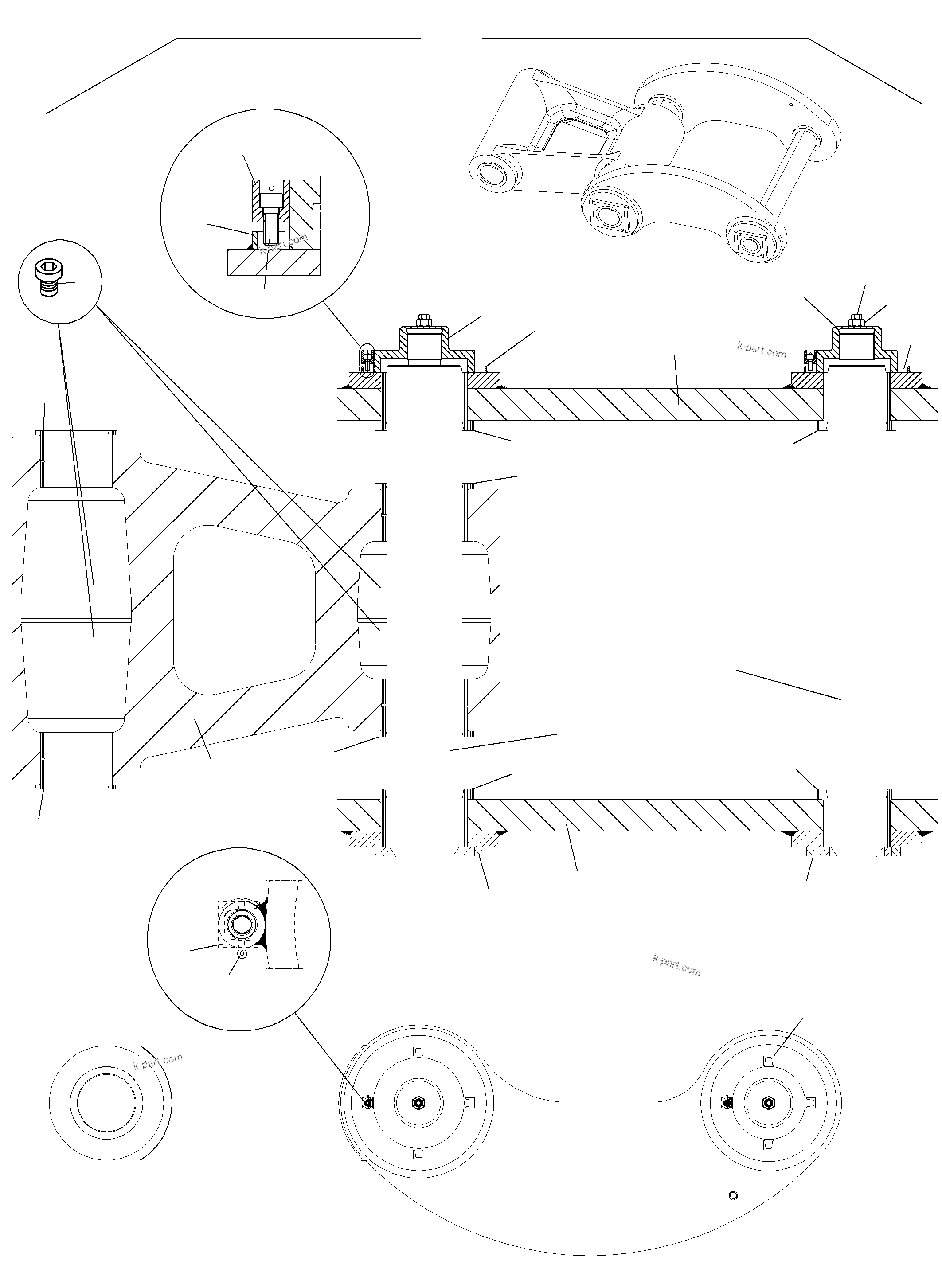 Komatsu parts book diagram for PC4000-6 S/N 08237: STEERING AND ROD