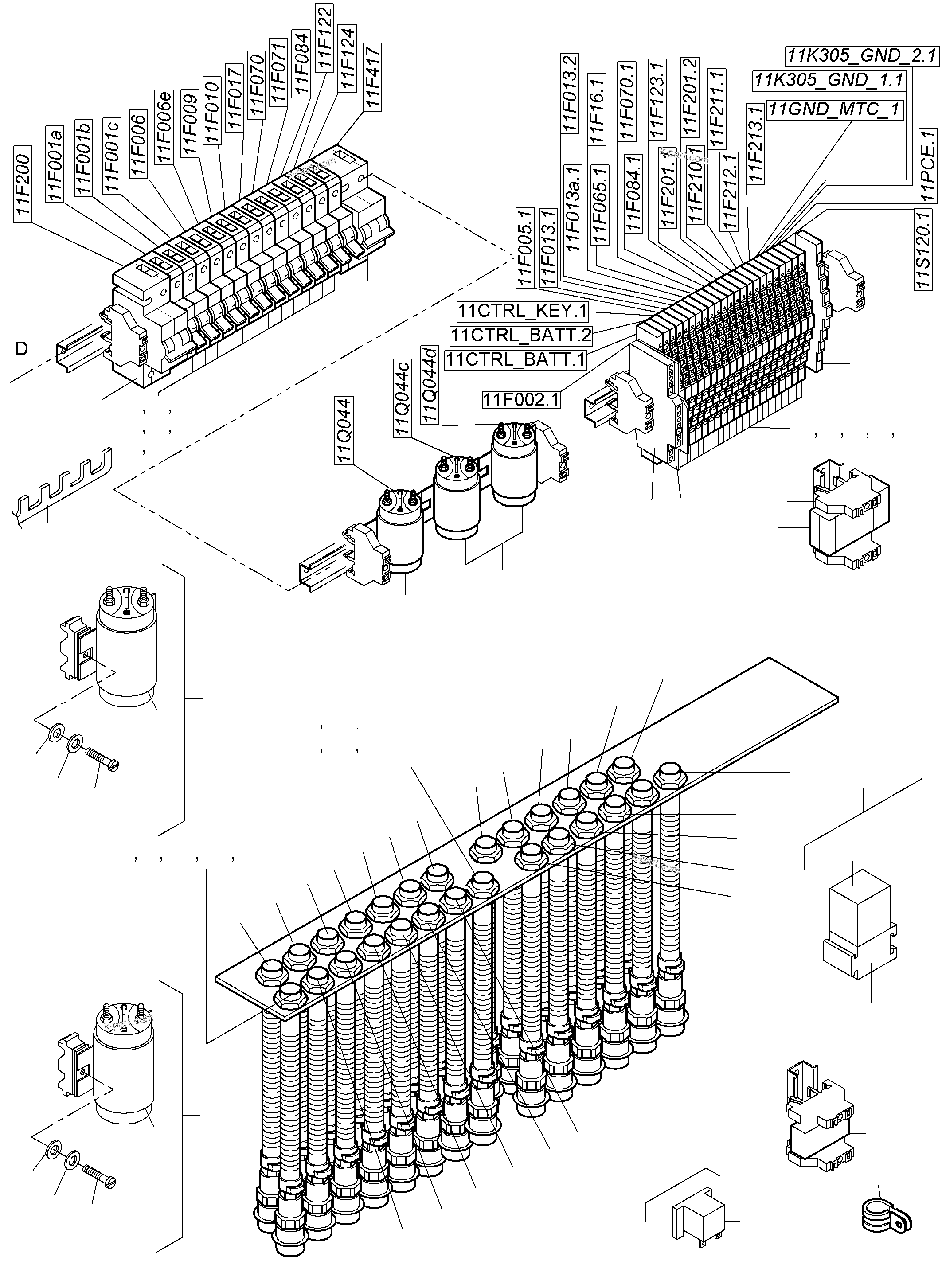 Komatsu parts book diagram for PC4000-6 S/N 08237: SWITCH FRAMING-CAB SUPPORT-LOCATION 11