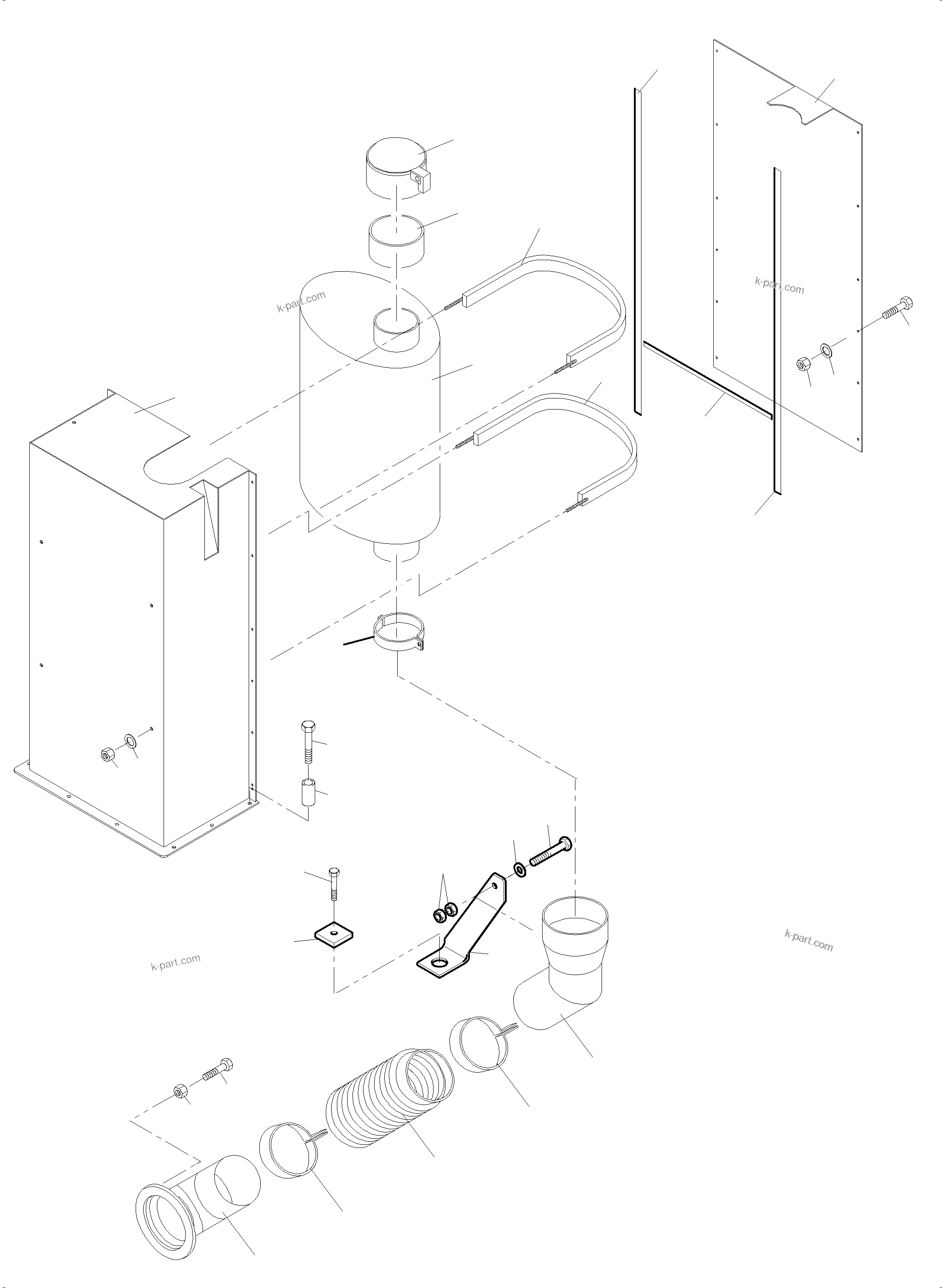 Komatsu parts book diagram for PC4000-6 S/N 08237: EXHAUST SYSTEM