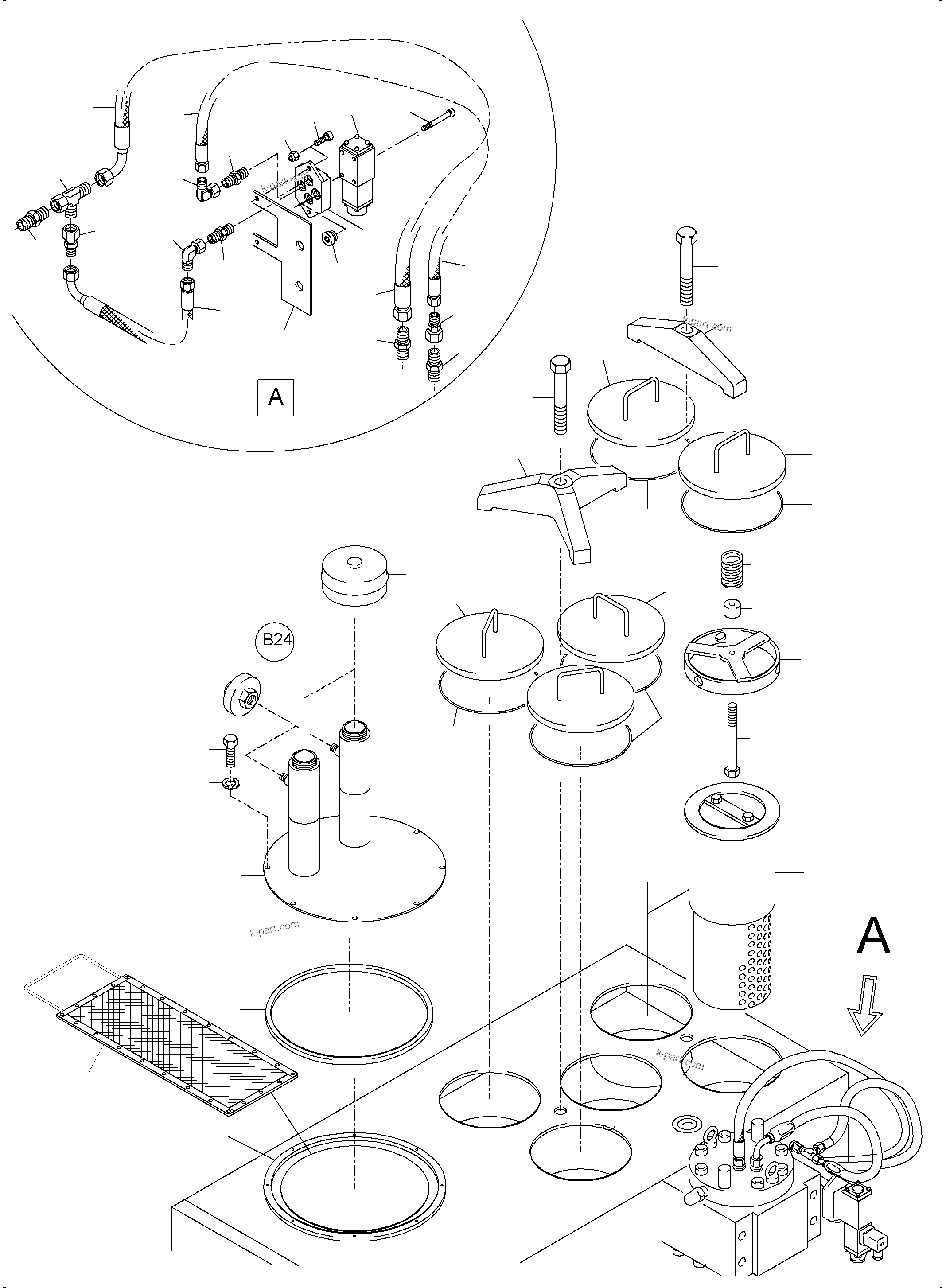Komatsu parts book diagram for PC4000-6 S/N 08237: MAIN OIL TANK