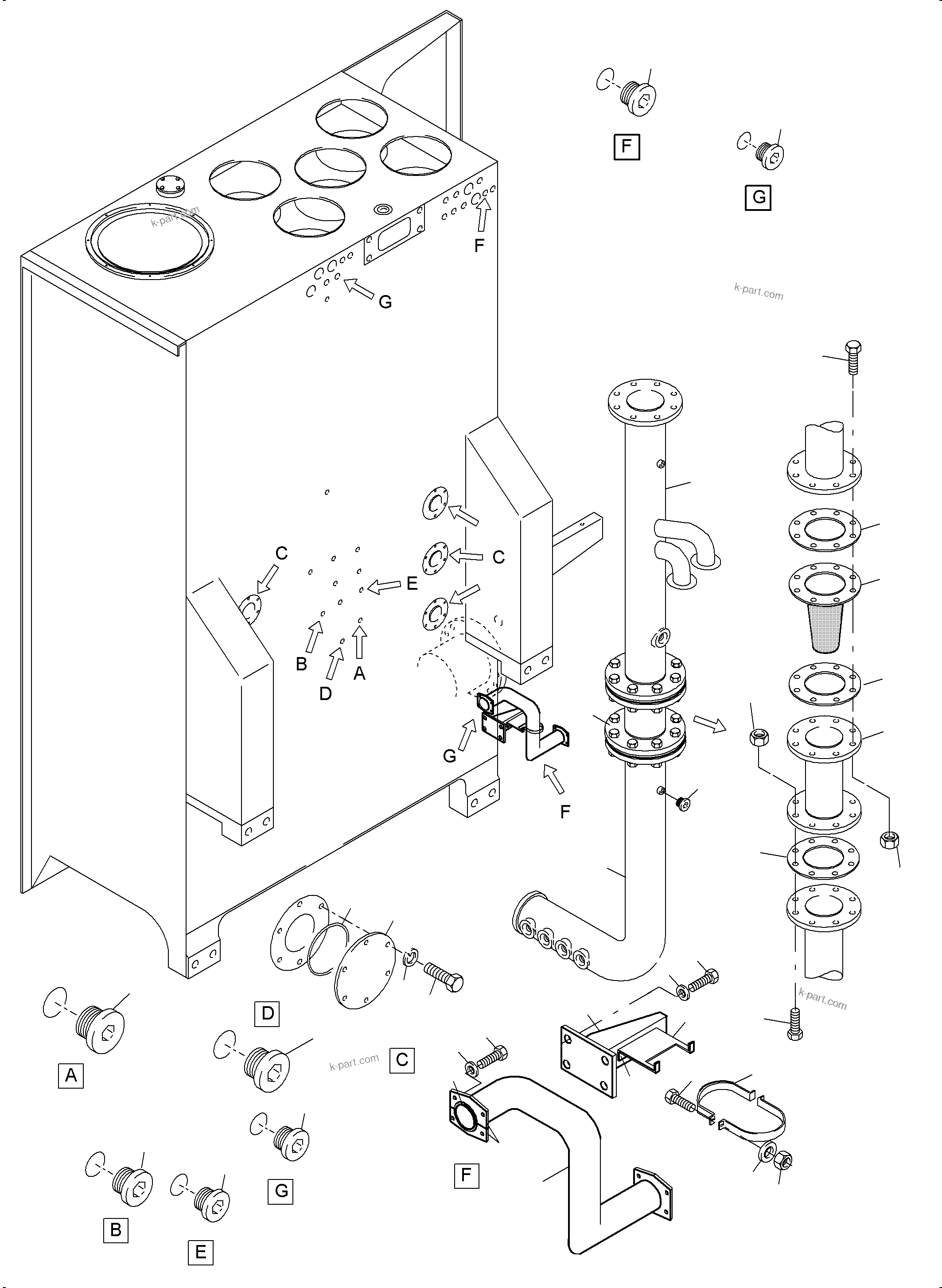 Komatsu parts book diagram for PC4000-6 S/N 08237: MAIN OIL TANK