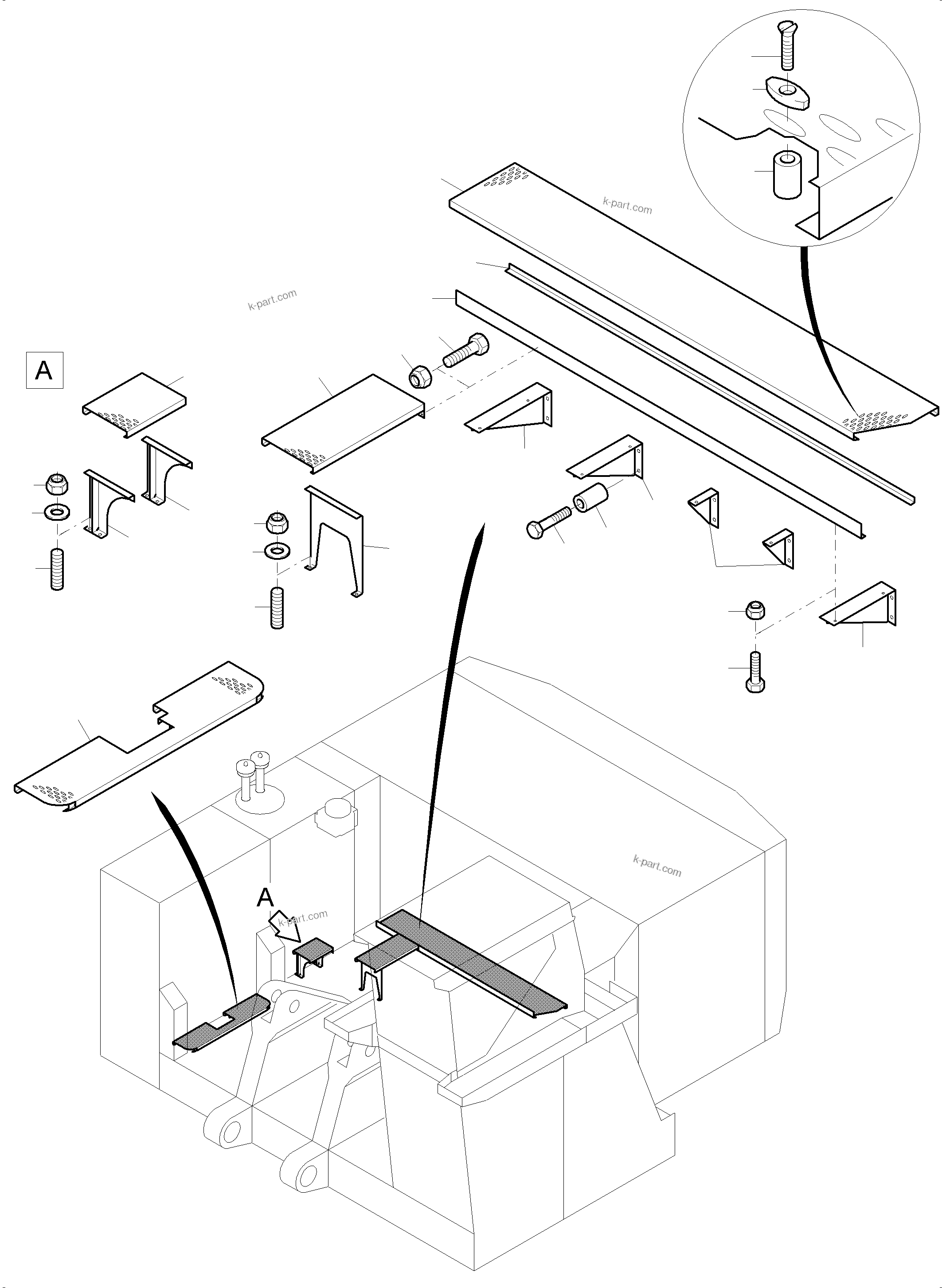 Komatsu parts book diagram for PC4000-6 S/N 08237: RAILS AND PLATFORMS