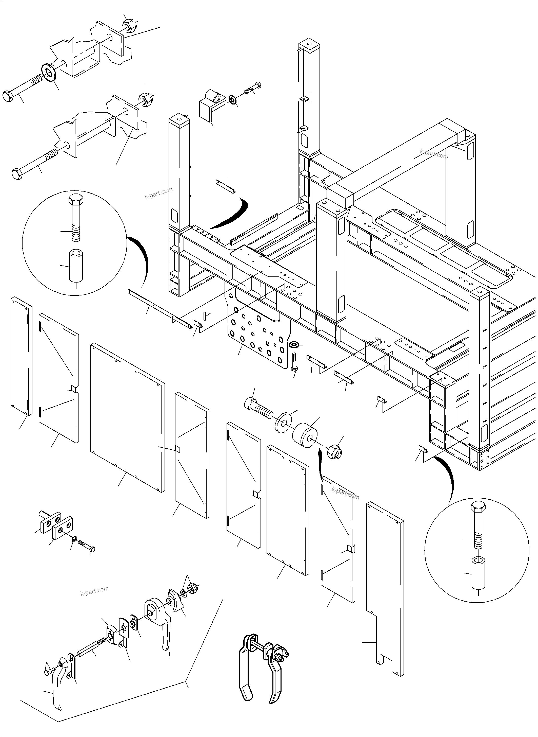 Komatsu parts book diagram for PC4000-6 S/N 08237: COVERING, ENGINE HOUSING