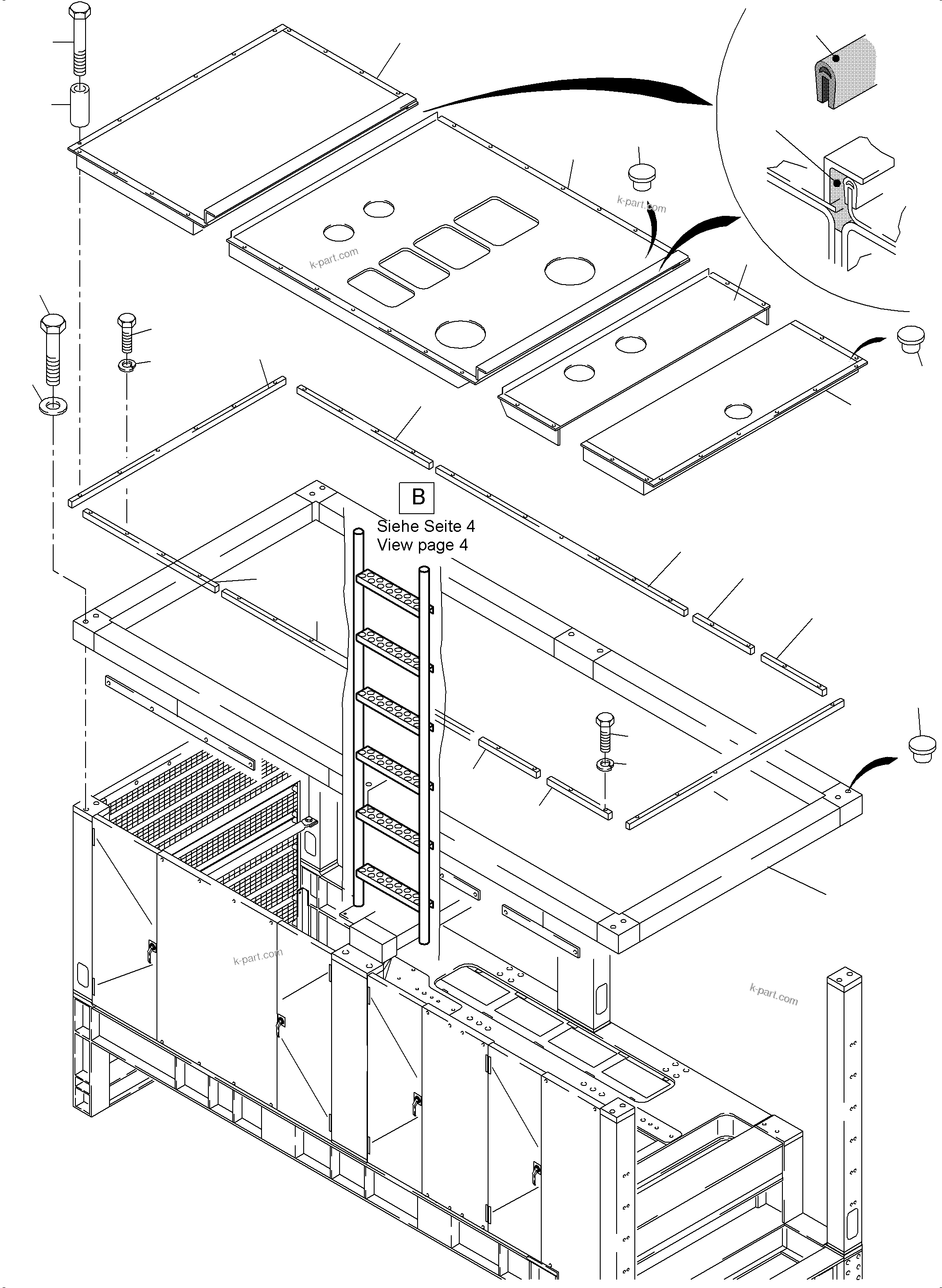 Komatsu parts book diagram for PC4000-6 S/N 08237: COVERING, ENGINE HOUSING