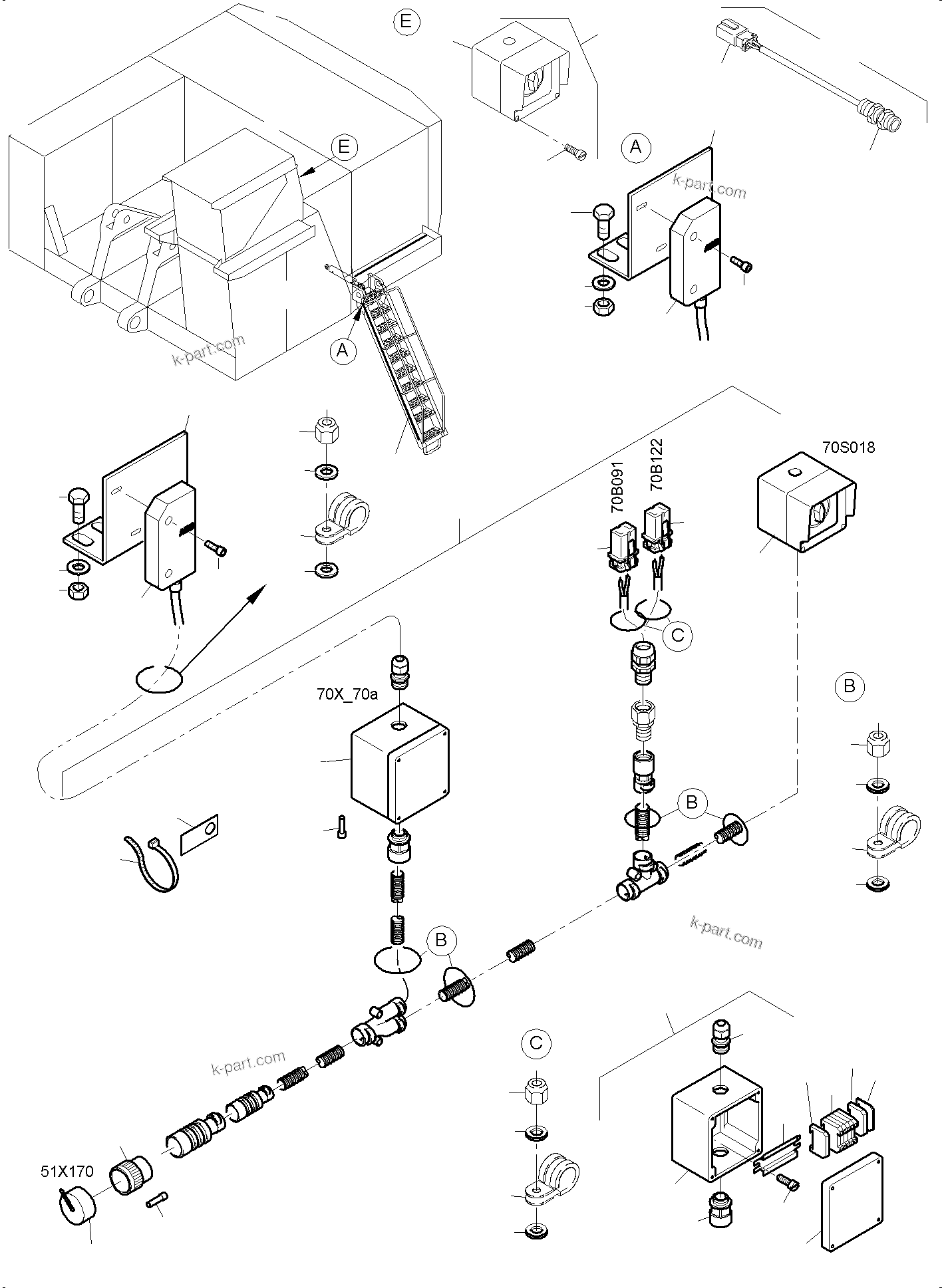 Komatsu parts book diagram for PC4000-6 S/N 08237: ELECTRIC PARTS - LADDER