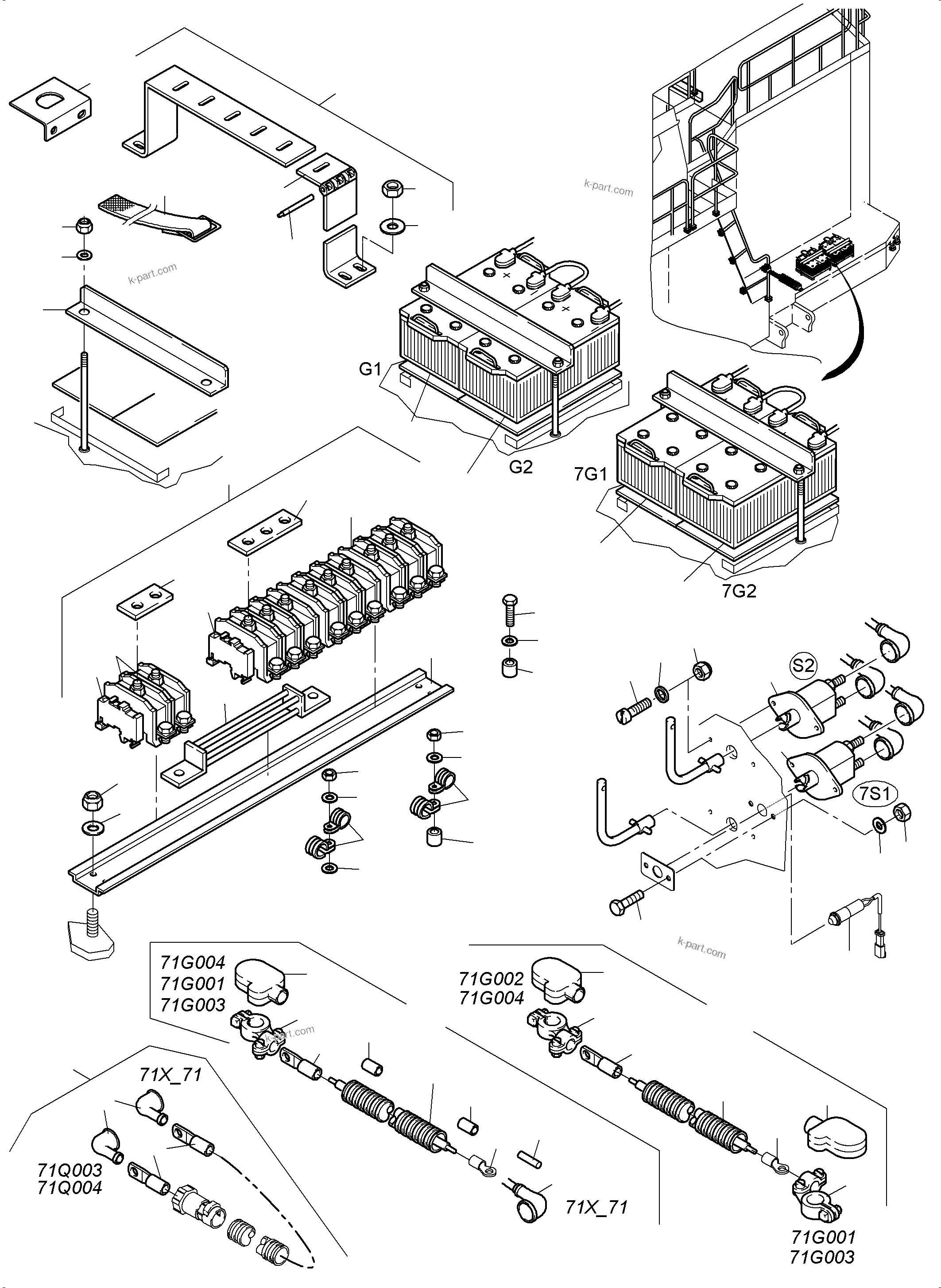 Komatsu parts book diagram for PC4000-6 S/N 08237: BATTERIES WITH CABLES