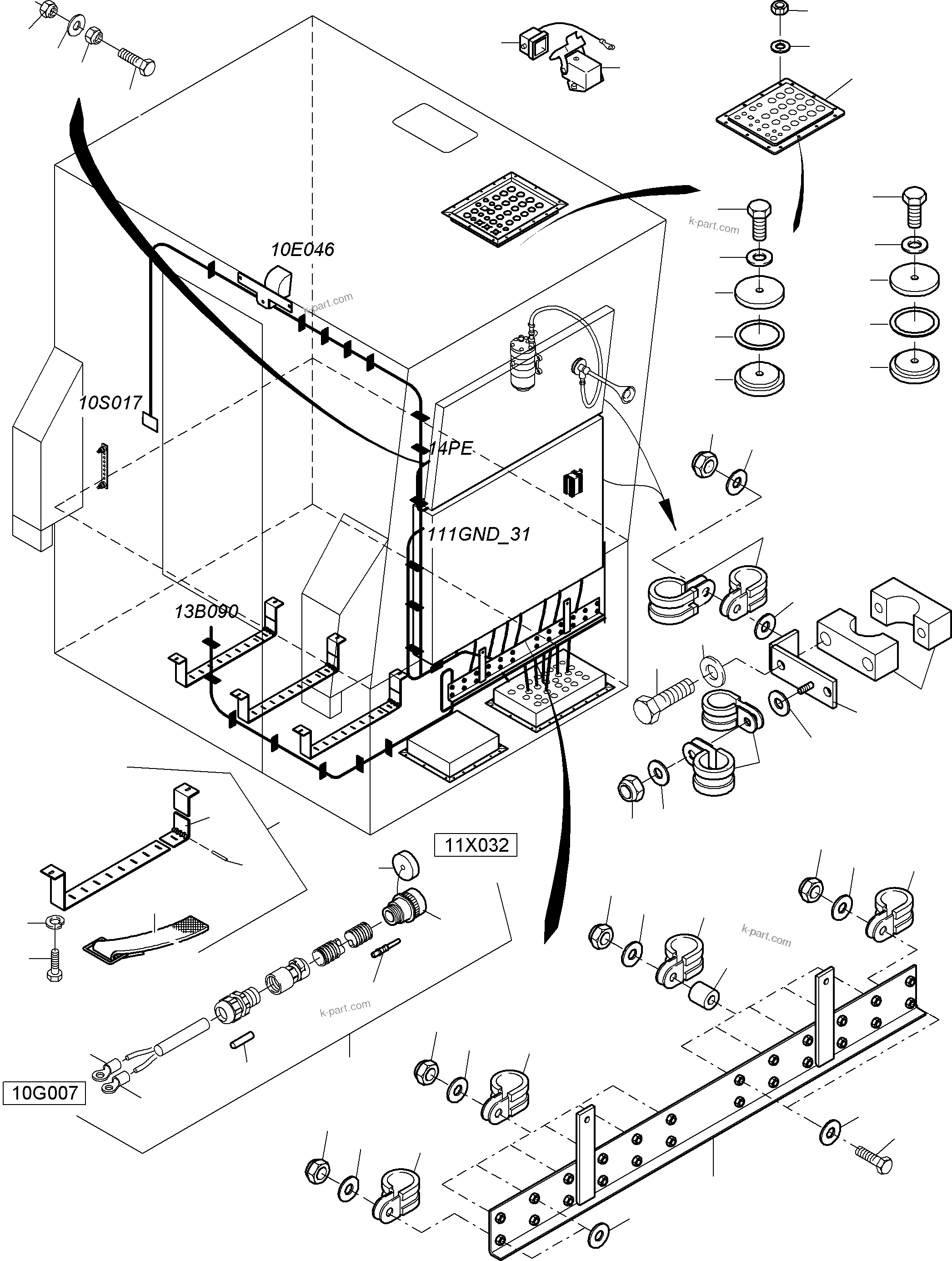 Komatsu parts book diagram for PC4000-6 S/N 08237: ELECTRIC - CAB SUPPORT