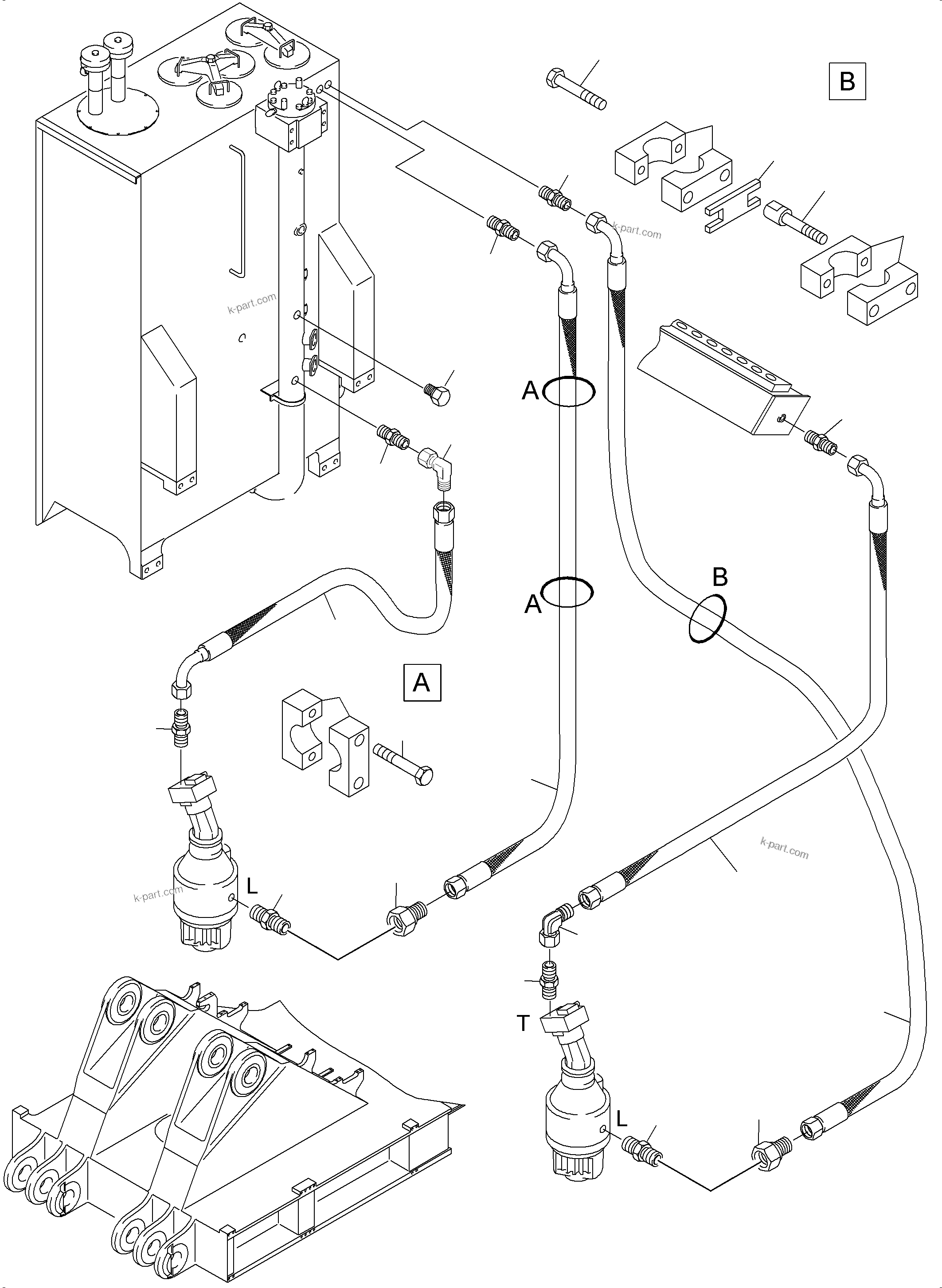 Komatsu parts book diagram for PC4000-6 S/N 08237: LINES SLEW GEAR