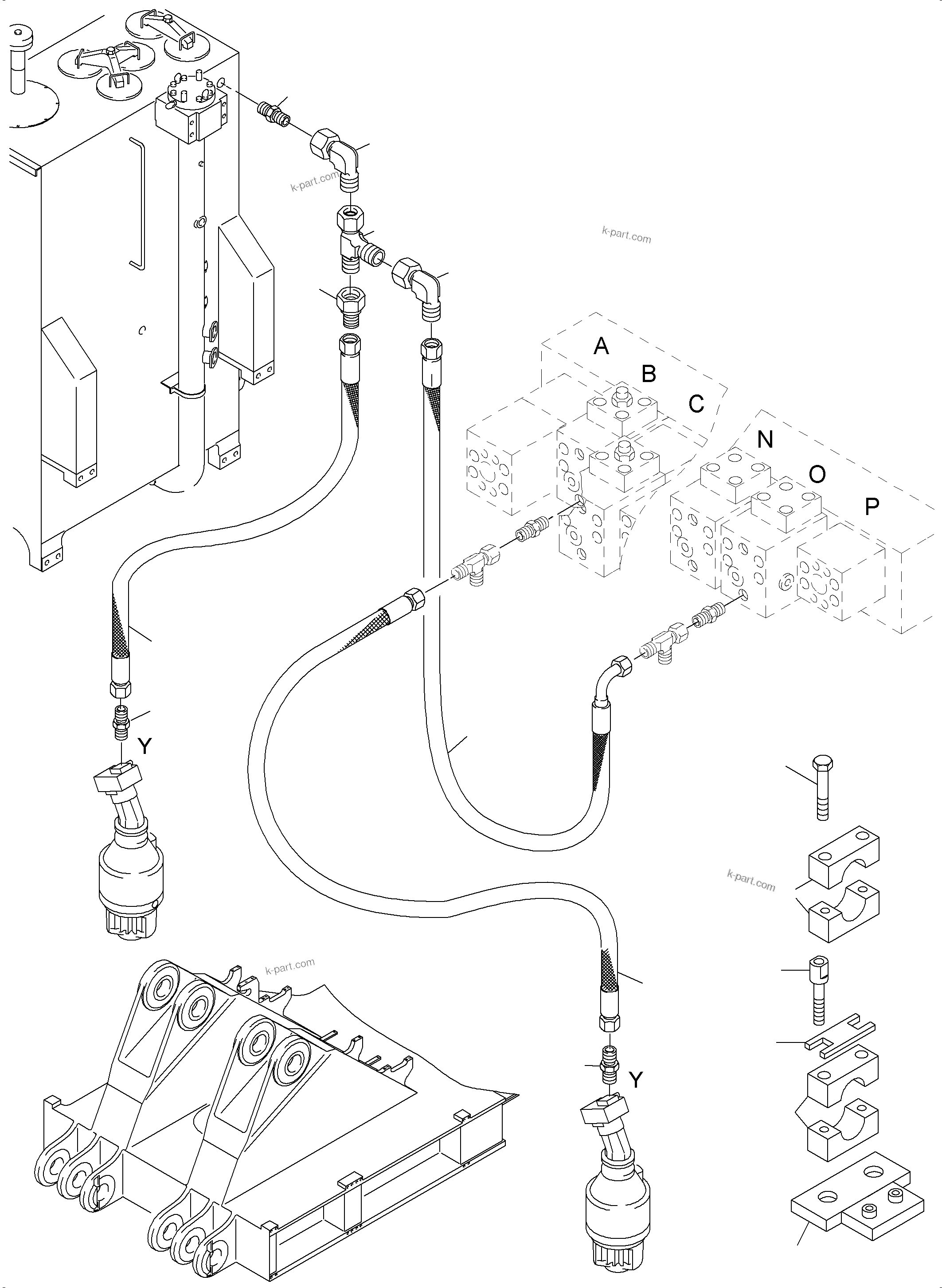 Komatsu parts book diagram for PC4000-6 S/N 08237: LINES SLEW GEAR