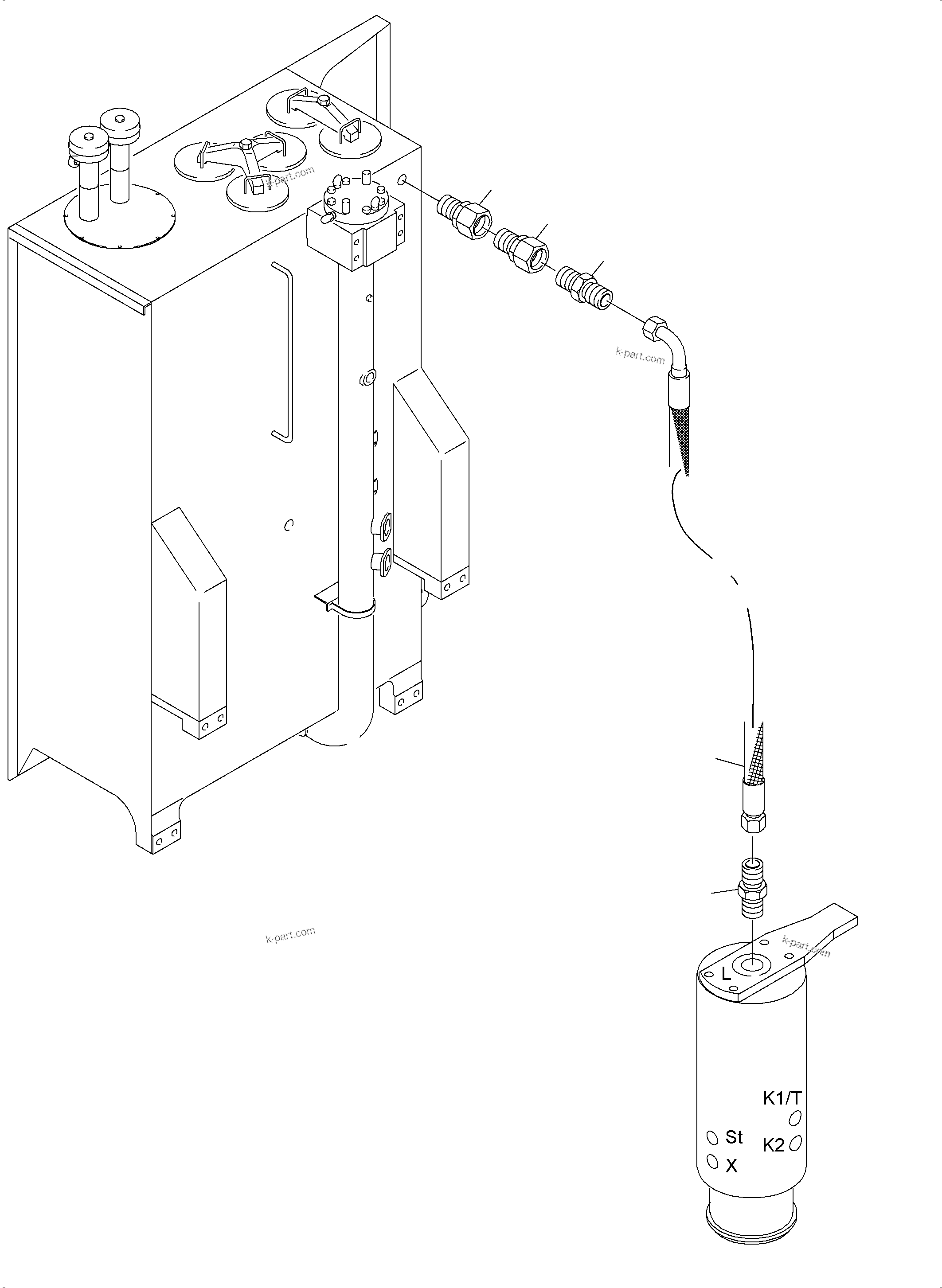 Komatsu parts book diagram for PC4000-6 S/N 08237: HYDRAULIC LINES, ROTARY JOINT