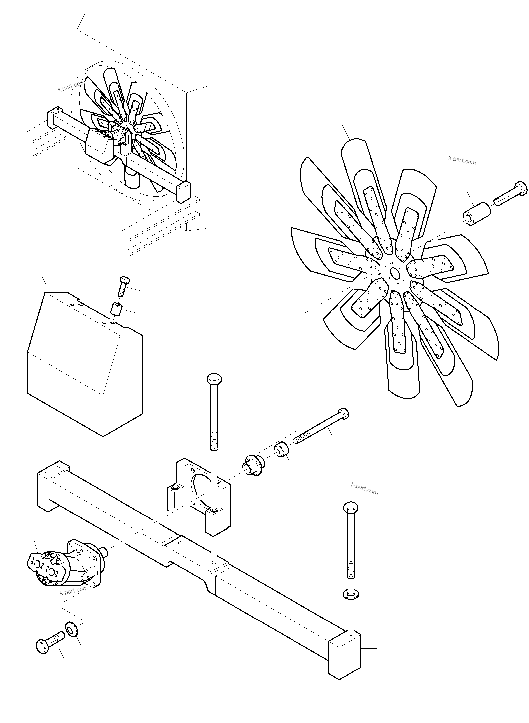 Komatsu parts book diagram for PC4000-6 S/N 08239: RADIATOR - FAN DRIVE - FAN MOTOR