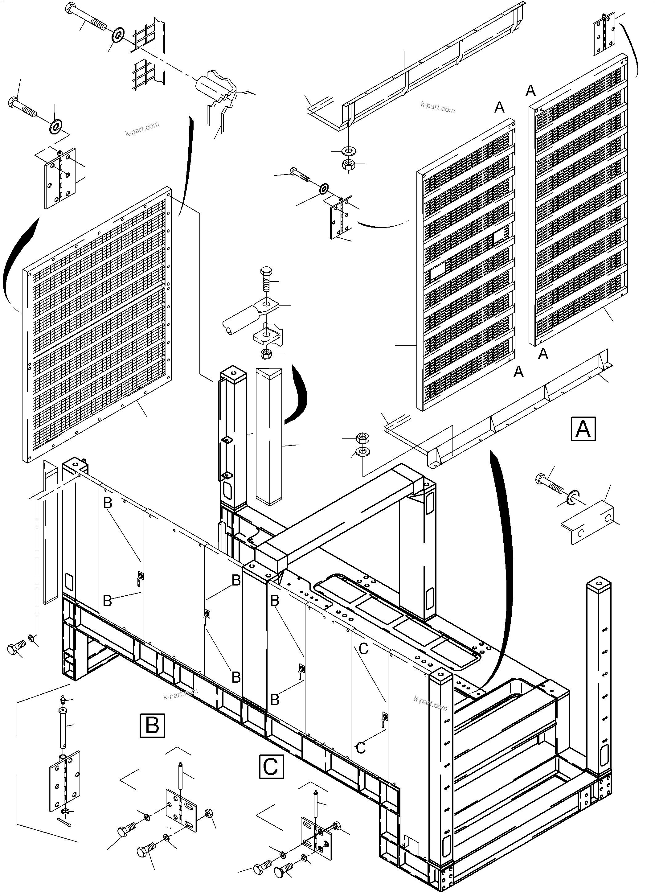 Komatsu parts book diagram for PC4000-6 S/N 08239: COVERING, ENGINE HOUSING