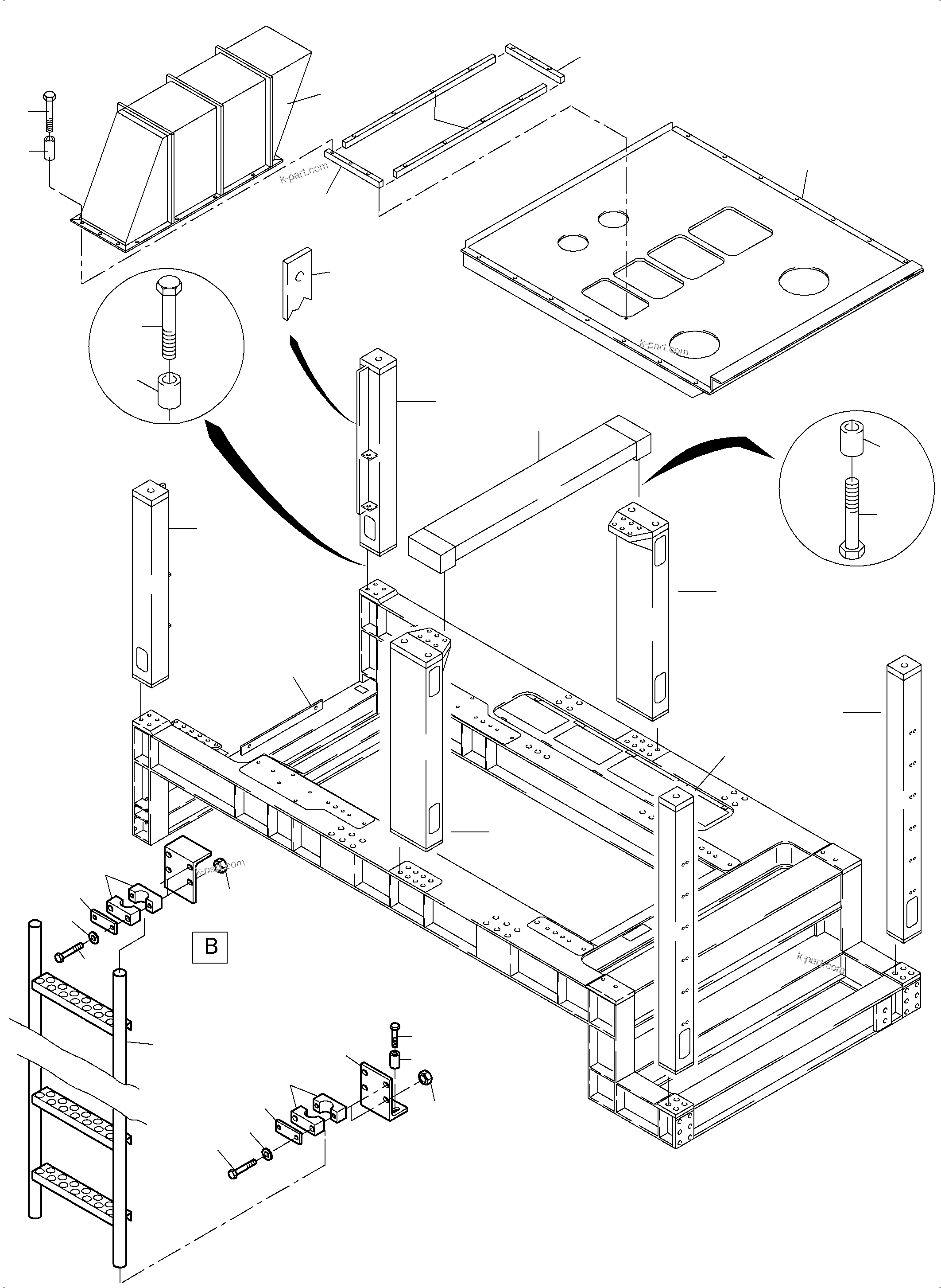 Komatsu parts book diagram for PC4000-6 S/N 08239: COVERING, ENGINE HOUSING