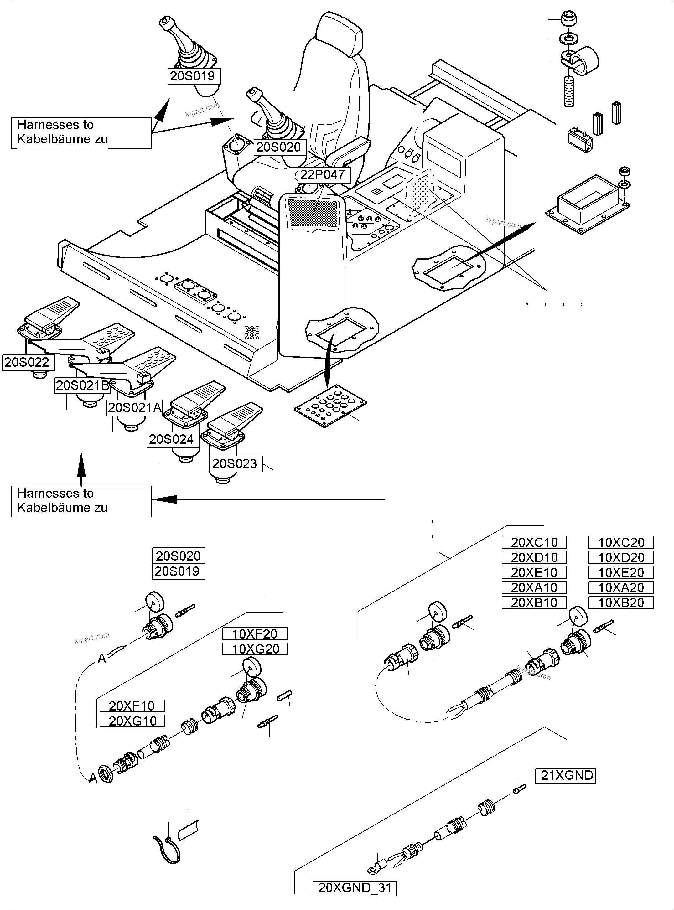 Komatsu parts book diagram for PC4000-6 S/N 08239: CABIN-HARNESSES-ELECTRIC