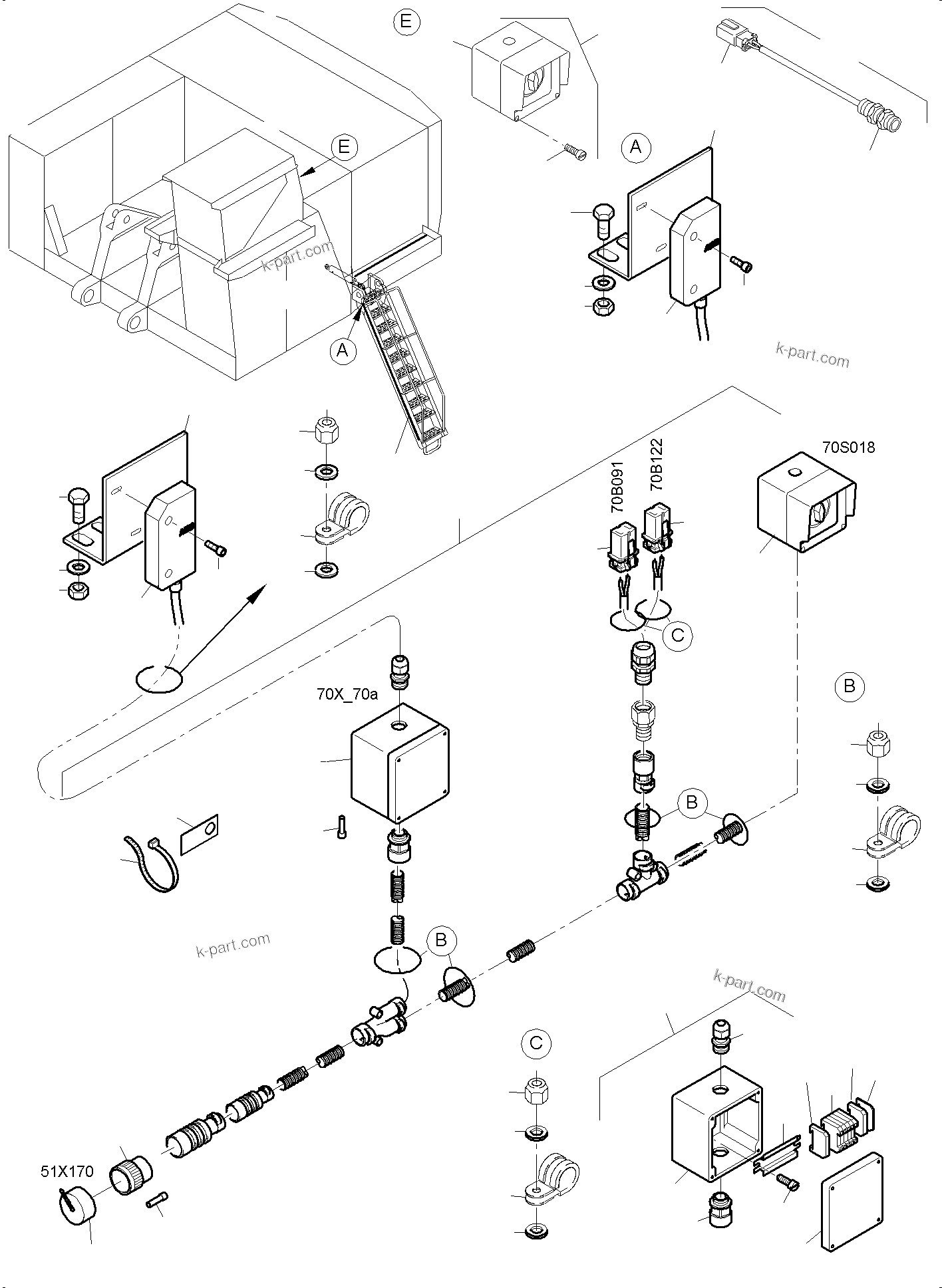 Komatsu parts book diagram for PC4000-6 S/N 08239: ELECTRIC PARTS - LADDER
