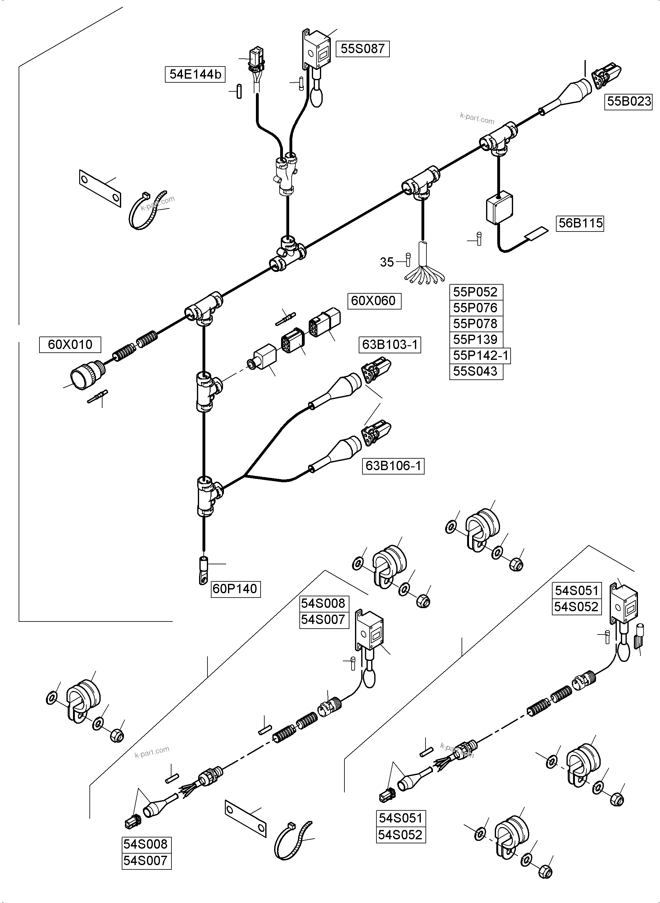 Komatsu parts book diagram for PC4000-6 S/N 08239: ELECT. PARTS - MOVEM. SIGNAL / MOTOR SWITCH-OFF / WARNING SYSTEM ASSY.